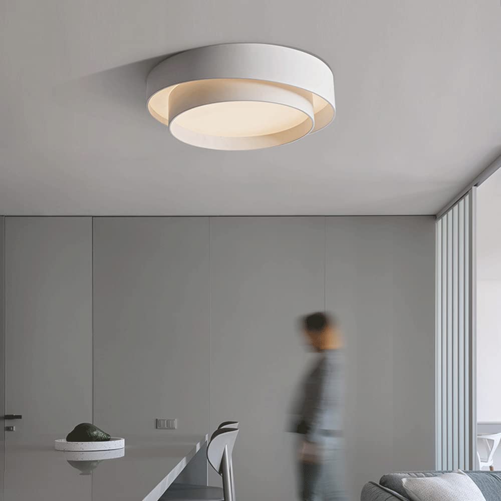 Nordic Round LED Ceiling Light, Scandinavian Minimalist Flush Mount Lamp for Living Room, Bedroom, Hallway and Kitchen