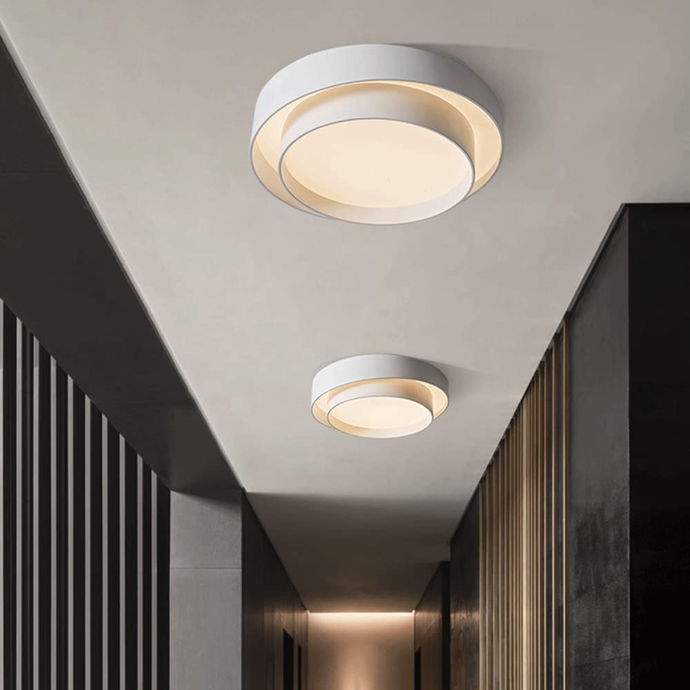 Nordic Round LED Ceiling Light, Scandinavian Minimalist Flush Mount Lamp for Living Room, Bedroom, Hallway and Kitchen