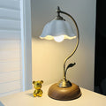 Vintage Goose Neck Table Lamp, Antique Brass Rechargeable Bedside Lamp with USB Port for Bedroom, Home Office and Desk