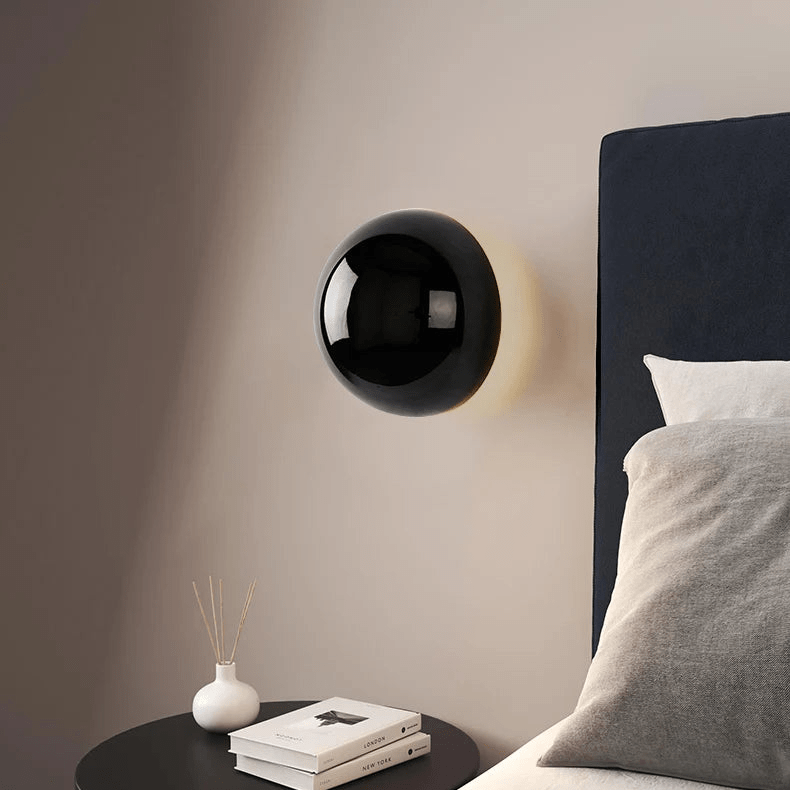 Bauhaus Eclipse Wall Lamp, Minimalist Gold Half Shade Sconce, Two Way Modern Wall Light for Living Room, Bedroom and Hallway