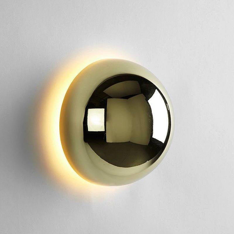 Bauhaus Eclipse Wall Lamp, Minimalist Gold Half Shade Sconce, Two Way Modern Wall Light for Living Room, Bedroom and Hallway