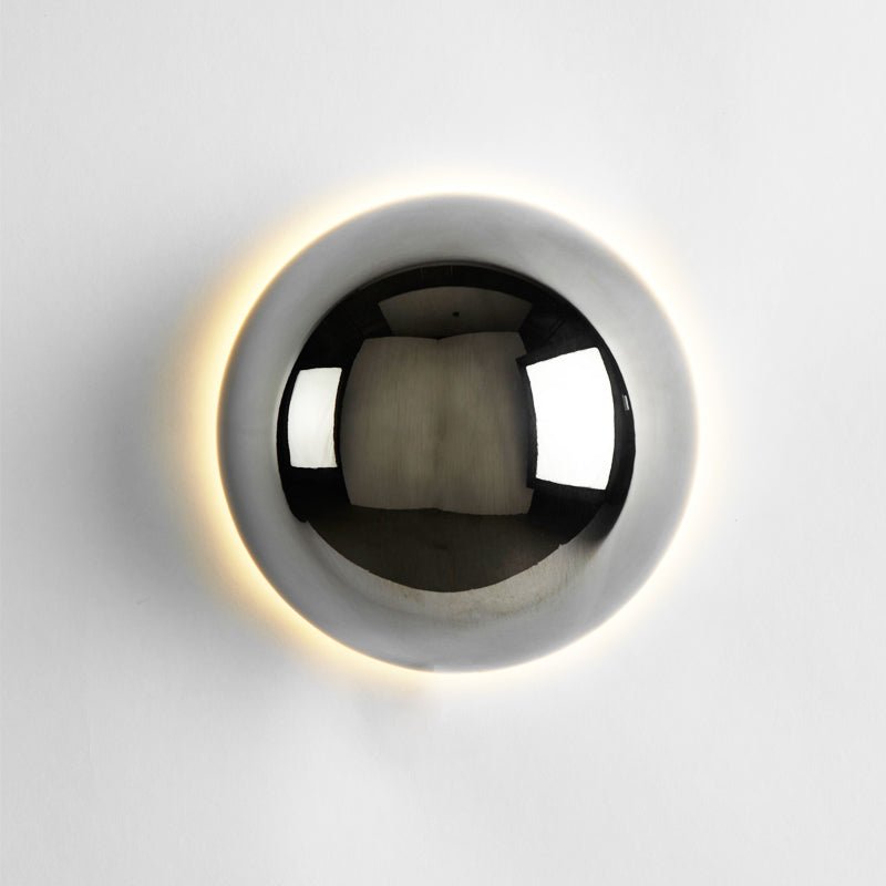 Bauhaus Eclipse Wall Lamp, Minimalist Gold Half Shade Sconce, Two Way Modern Wall Light for Living Room, Bedroom and Hallway