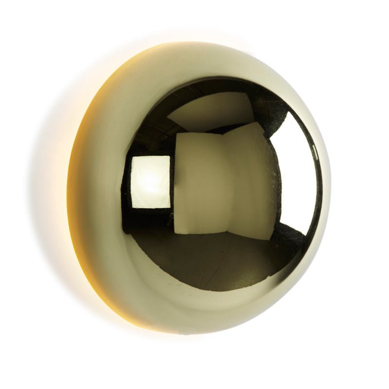 Bauhaus Eclipse Wall Lamp, Minimalist Gold Half Shade Sconce, Two Way Modern Wall Light for Living Room, Bedroom and Hallway