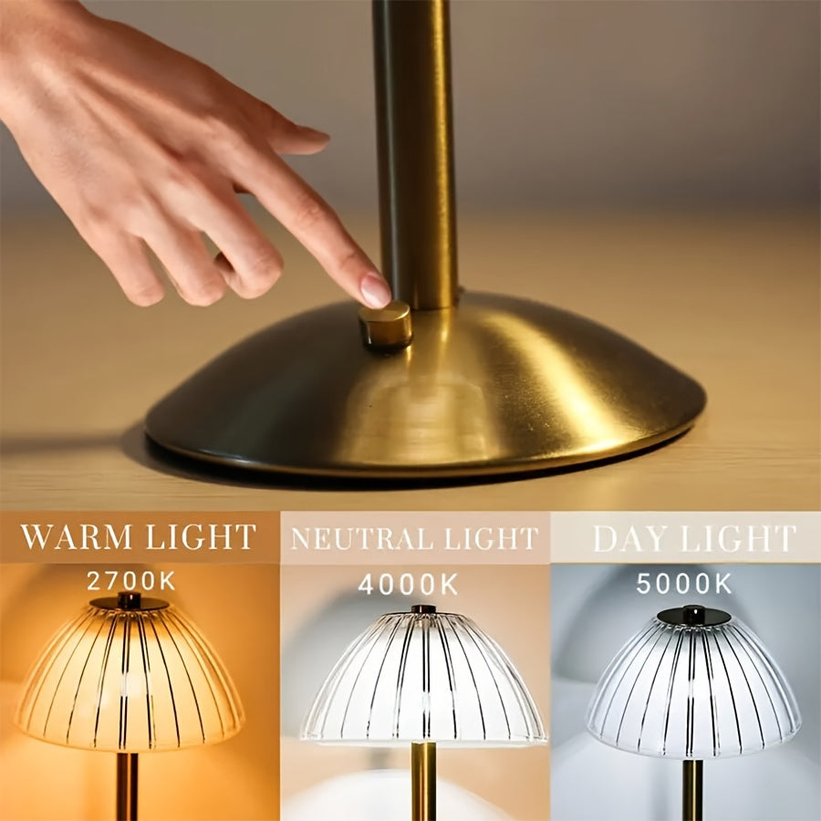 Golden Touch Table Lamp, Luxury Rechargeable Dimmable Desk Lamp, Cordless Touch Light for Home Office, Study and Bedroom