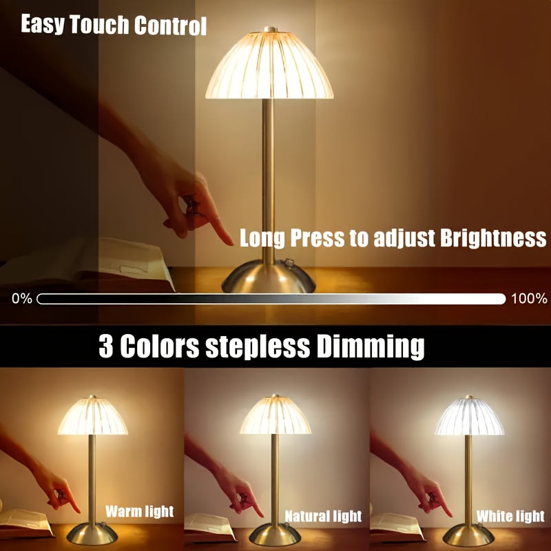Golden Touch Table Lamp, Luxury Rechargeable Dimmable Desk Lamp, Cordless Touch Light for Home Office, Study and Bedroom