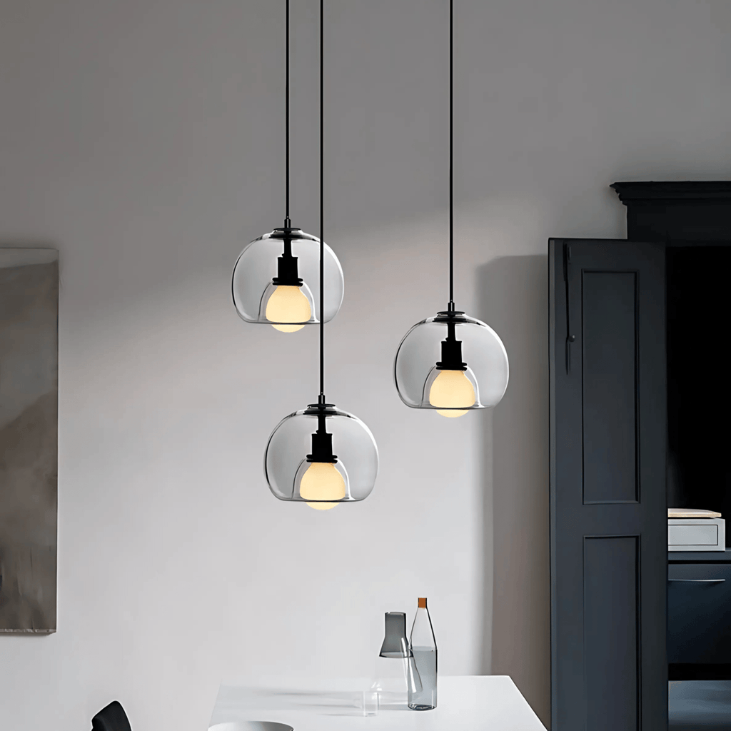 Clyde Glass Pendant Light, Minimalist Handblown Glass Ceiling Light, Hanging Lamp for Dining Room, Kitchen Island and Hallway