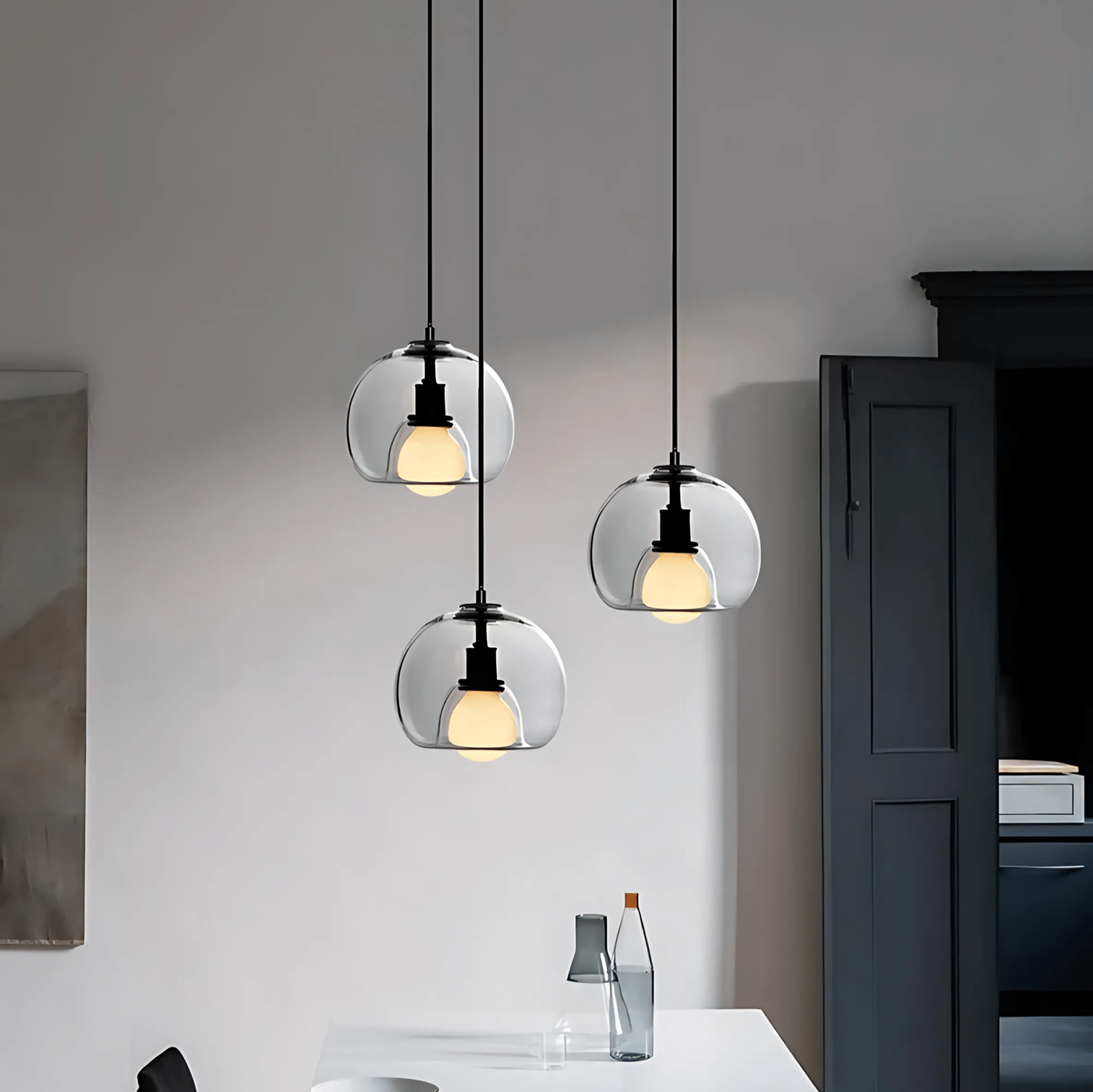 Clyde Glass Pendant Light, Minimalist Handblown Glass Ceiling Light, Hanging Lamp for Dining Room, Kitchen Island and Hallway