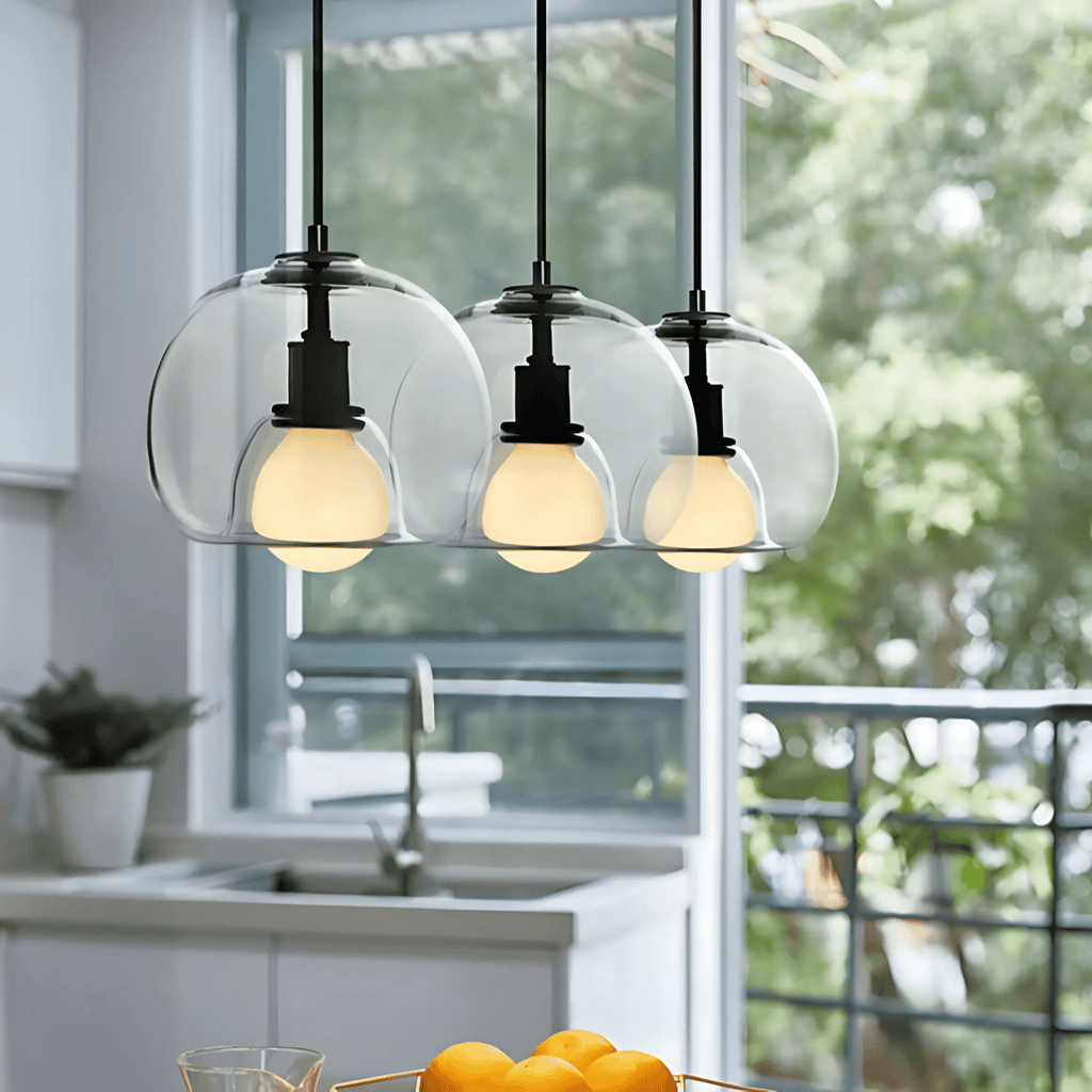 Clyde Glass Pendant Light, Minimalist Handblown Glass Ceiling Light, Hanging Lamp for Dining Room, Kitchen Island and Hallway