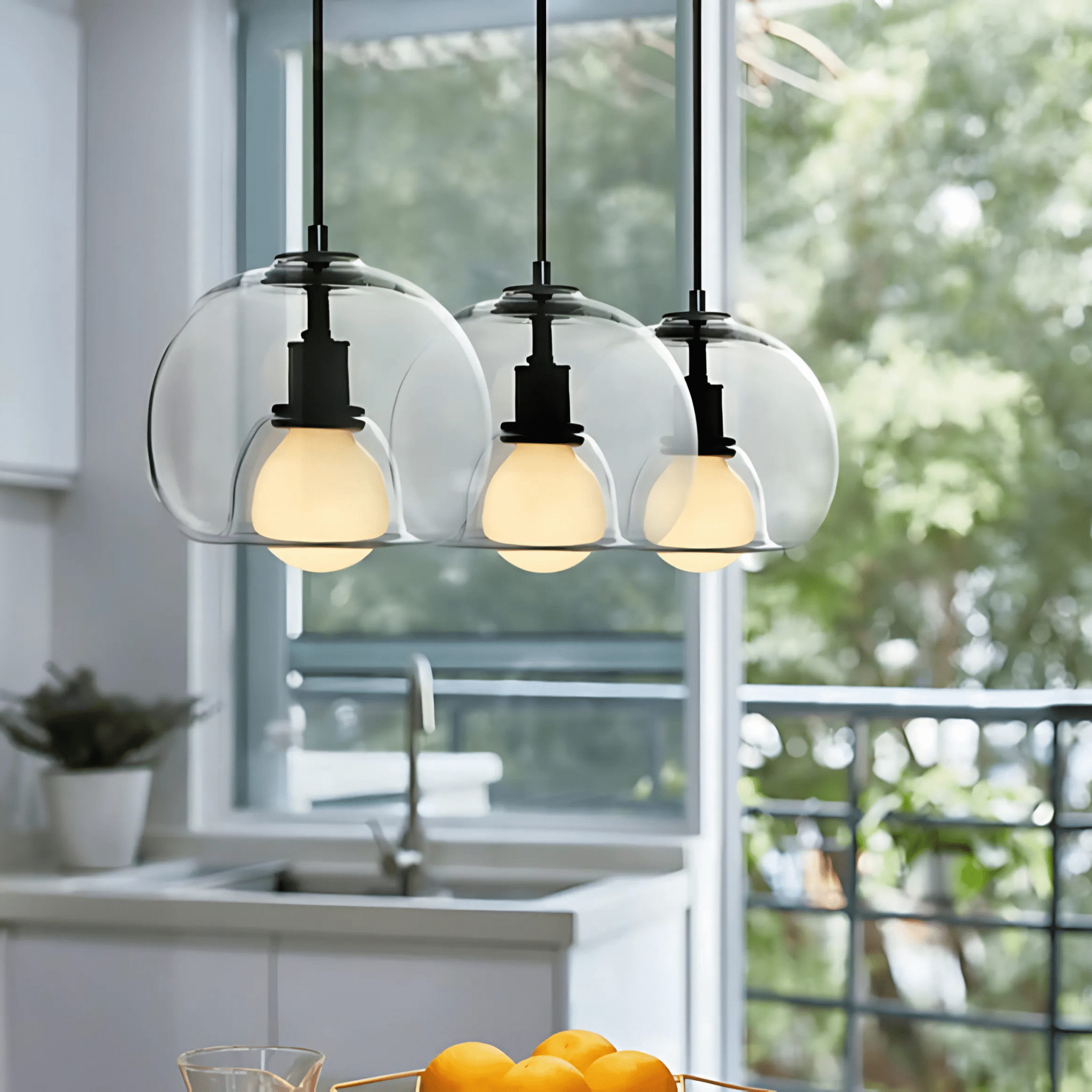 Clyde Glass Pendant Light, Minimalist Handblown Glass Ceiling Light, Hanging Lamp for Dining Room, Kitchen Island and Hallway