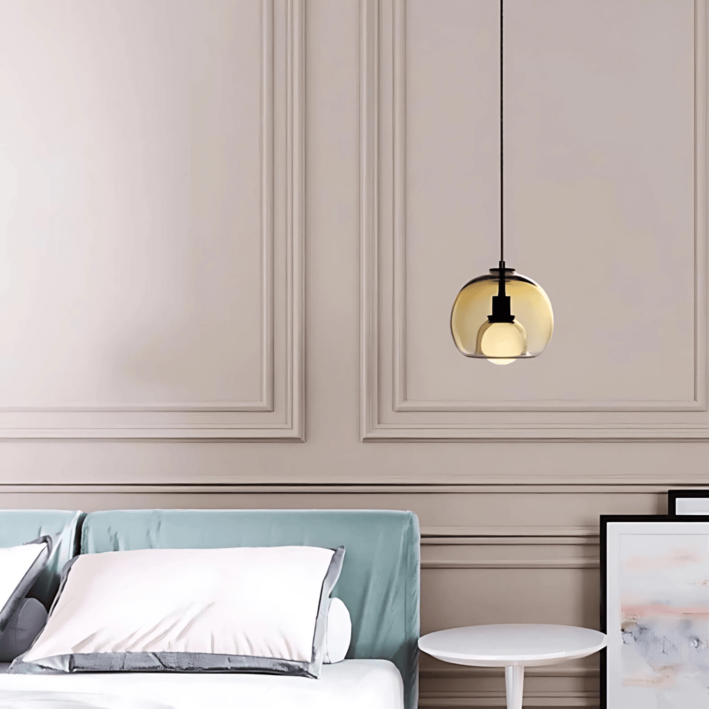 Clyde Glass Pendant Light, Minimalist Handblown Glass Ceiling Light, Hanging Lamp for Dining Room, Kitchen Island and Hallway