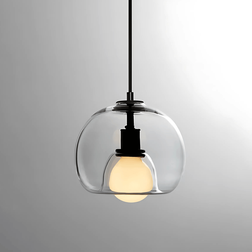 Clyde Glass Pendant Light, Minimalist Handblown Glass Ceiling Light, Hanging Lamp for Dining Room, Kitchen Island and Hallway