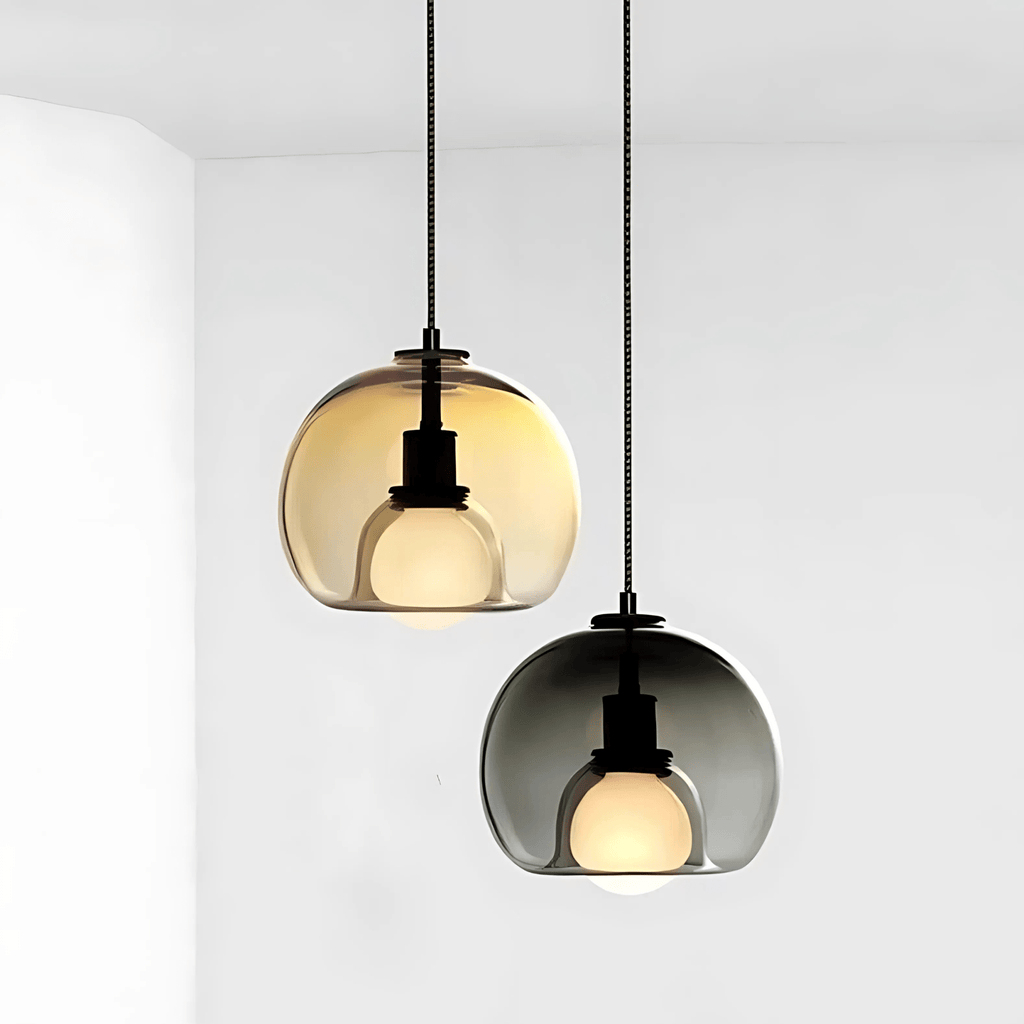 Clyde Glass Pendant Light, Minimalist Handblown Glass Ceiling Light, Hanging Lamp for Dining Room, Kitchen Island and Hallway