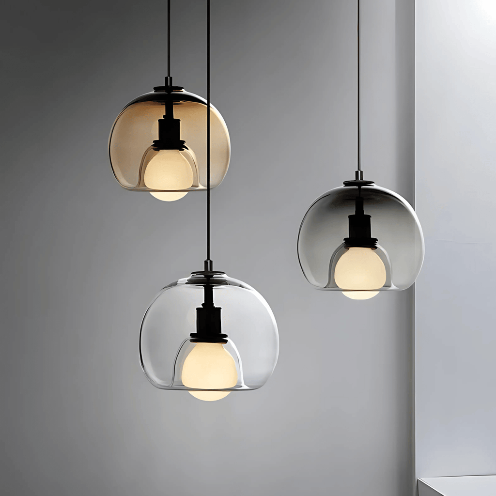 Clyde Glass Pendant Light, Minimalist Handblown Glass Ceiling Light, Hanging Lamp for Dining Room, Kitchen Island and Hallway