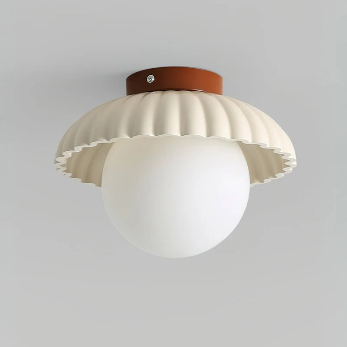 Iron Hallway Ceiling Light, Minimalist Glass and Brushed Metal Flush Mount Lamp for Entryway, Hallway and Landing
