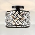 Modern Crystal Semi Flush Mount Ceiling Light, Minimalist Glass Crystal Lamp for Living Room, Bedroom, Hallway and Dining Room