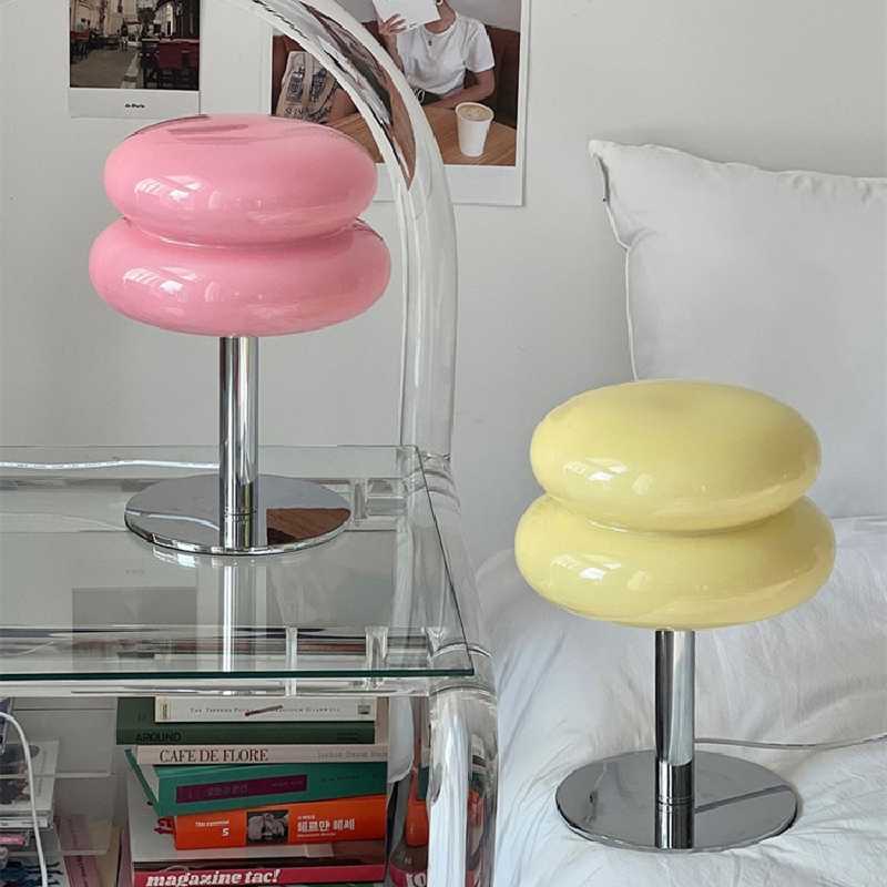 Italian Designer Glass Table Lamp, Minimalist Hand Blown Glass Accent Light for Home Office, Bedroom and Living Room
