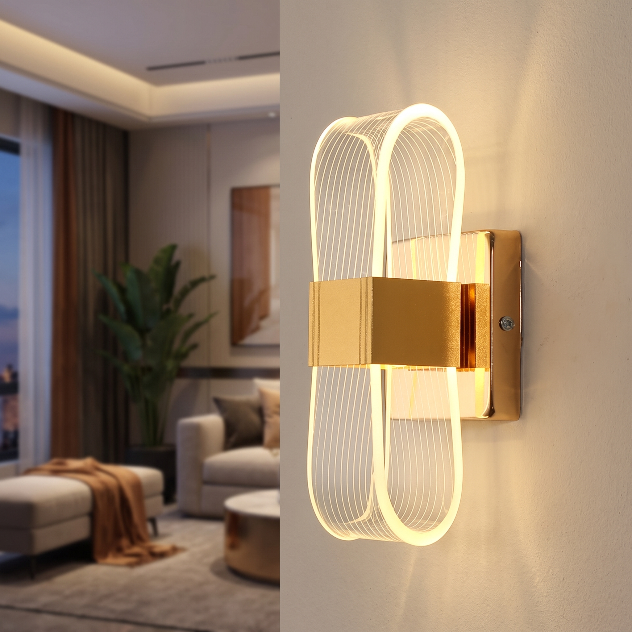 Nordic luxury LED wall lamp in a modern living room