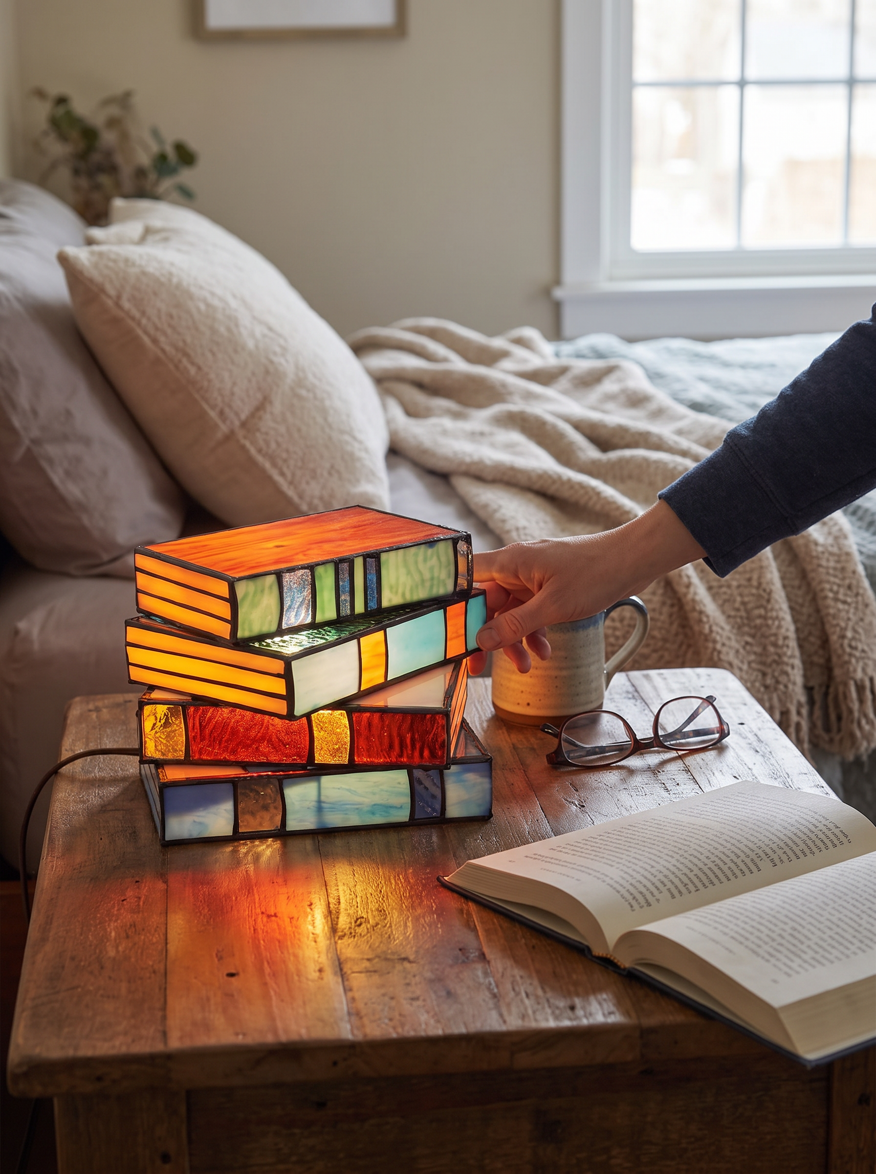 Stained Glass Book Lamp lifestyle 2