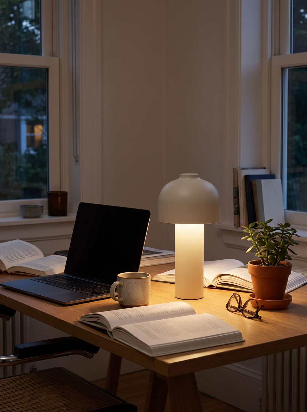 Glowora cordless table lamp in a home office