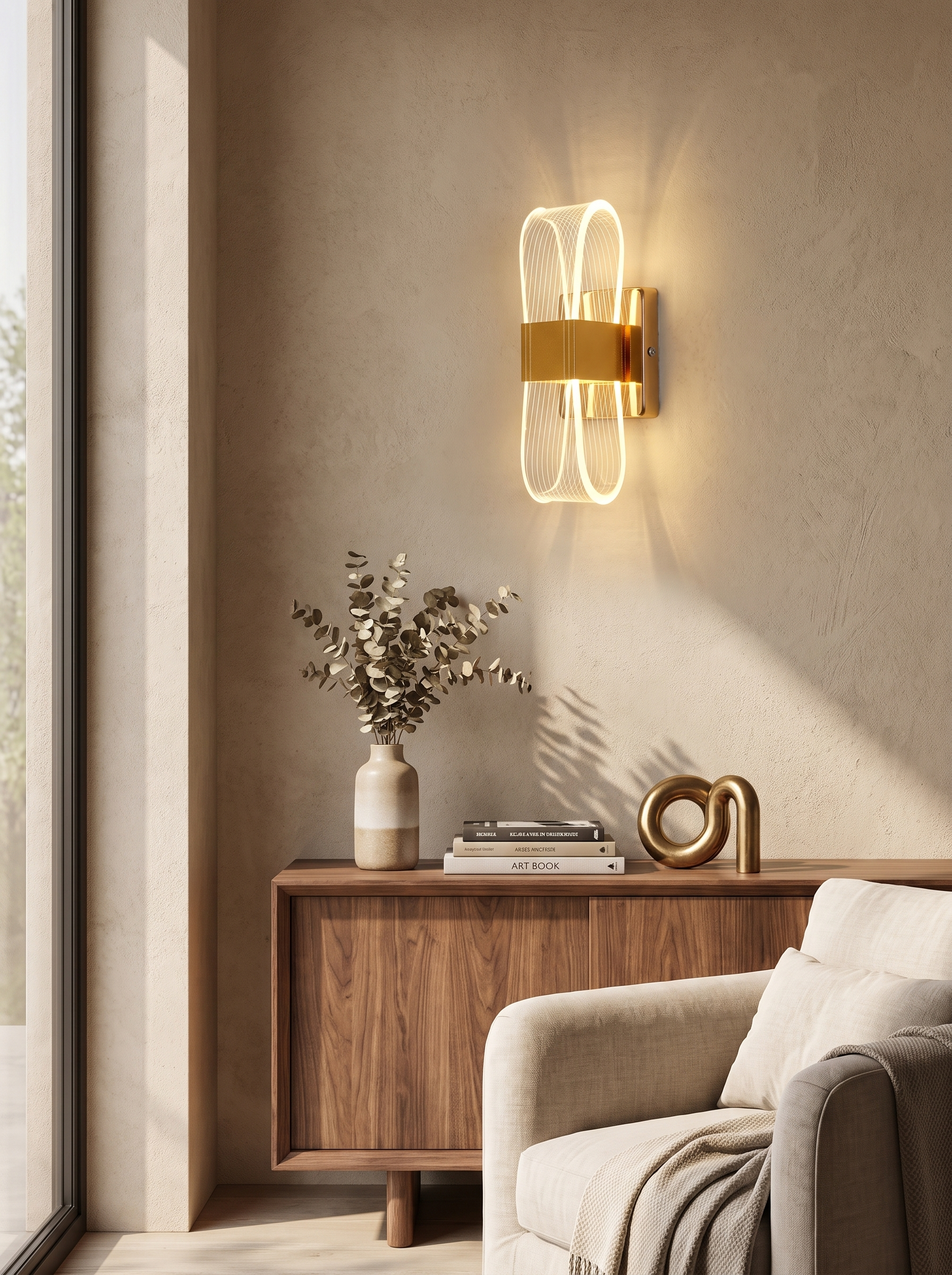 Nordic Luxury LED Wall Lamp lifestyle image, Aluminium With Actual Weight