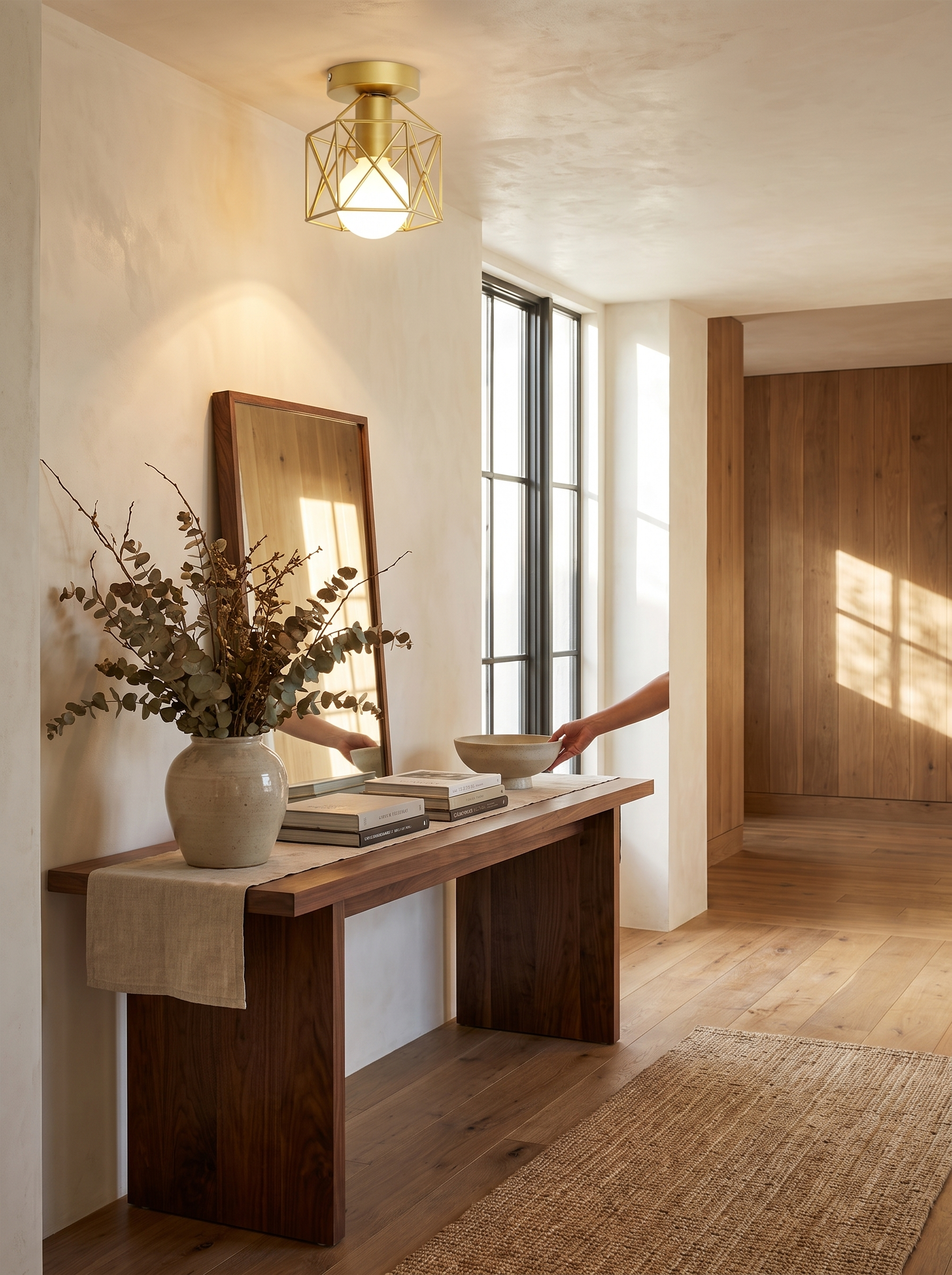 Modern Gold Ceiling Light lifestyle image, Presence Without Bulk