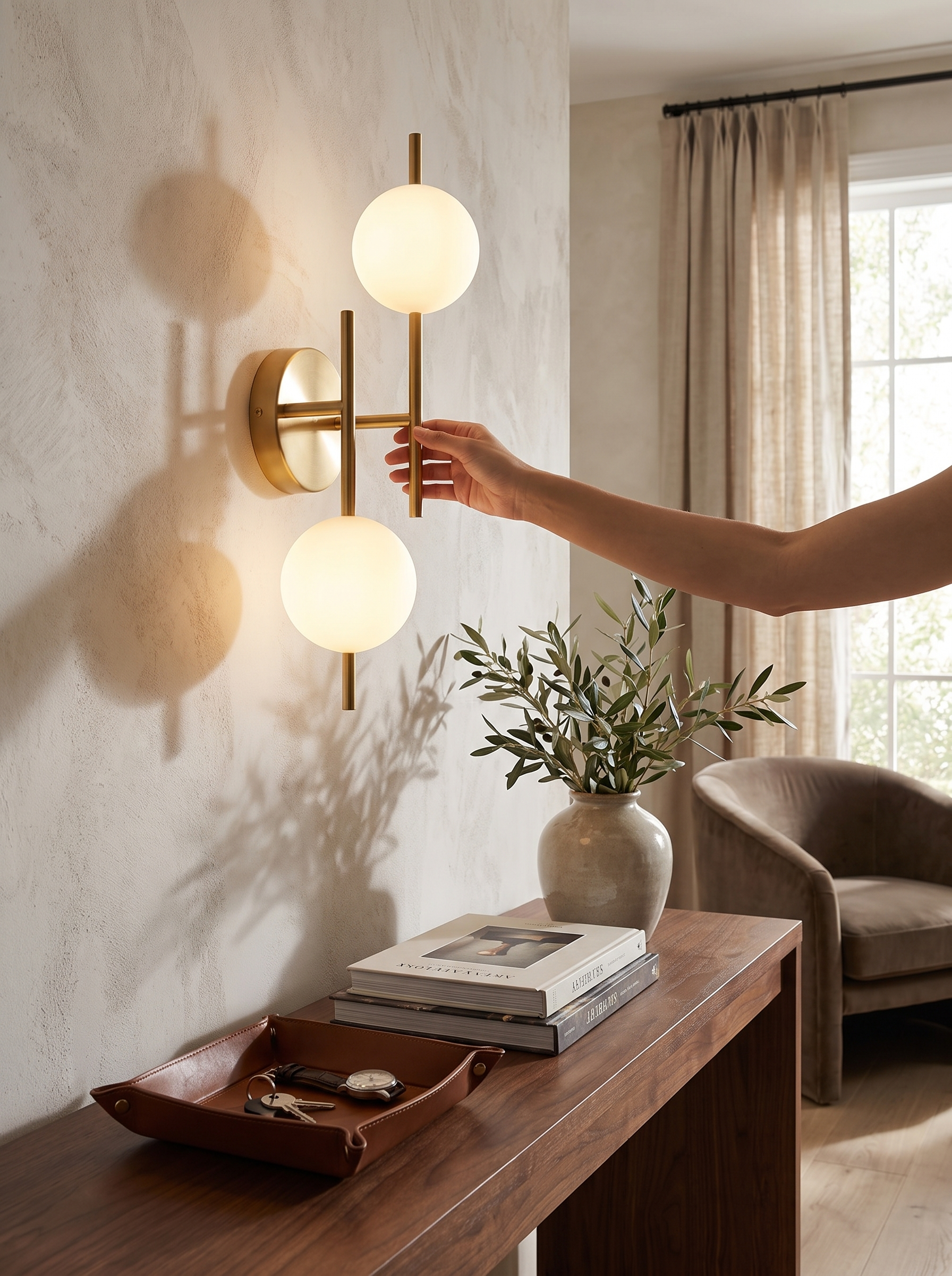 Astra Wall Light lifestyle image, Two Globes No Hot Spot
