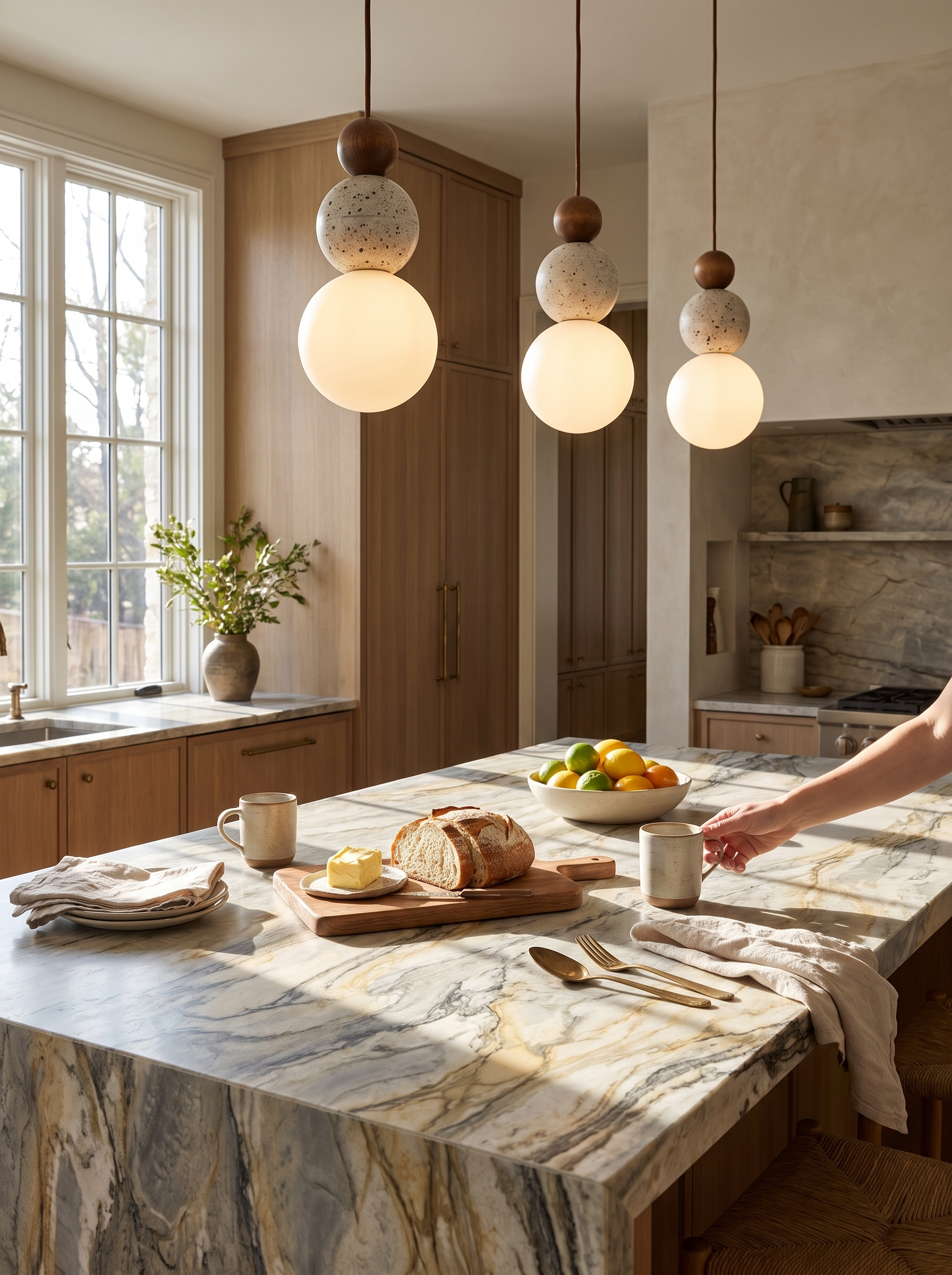 Cleonice Pendant Light lifestyle image, Stone With Its Own Grain