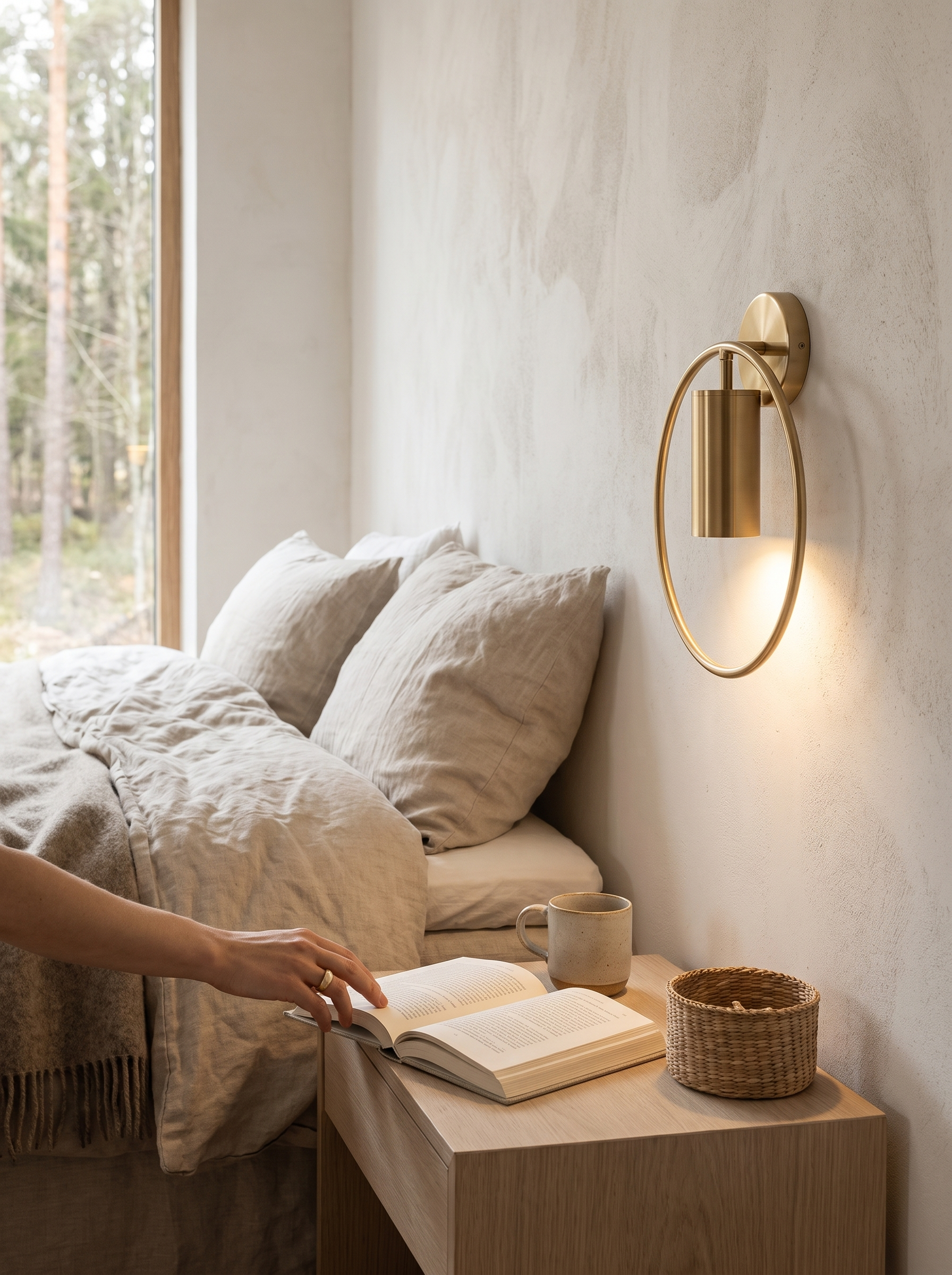 Halo Wall Light lifestyle image, Nordic Restraint Held To