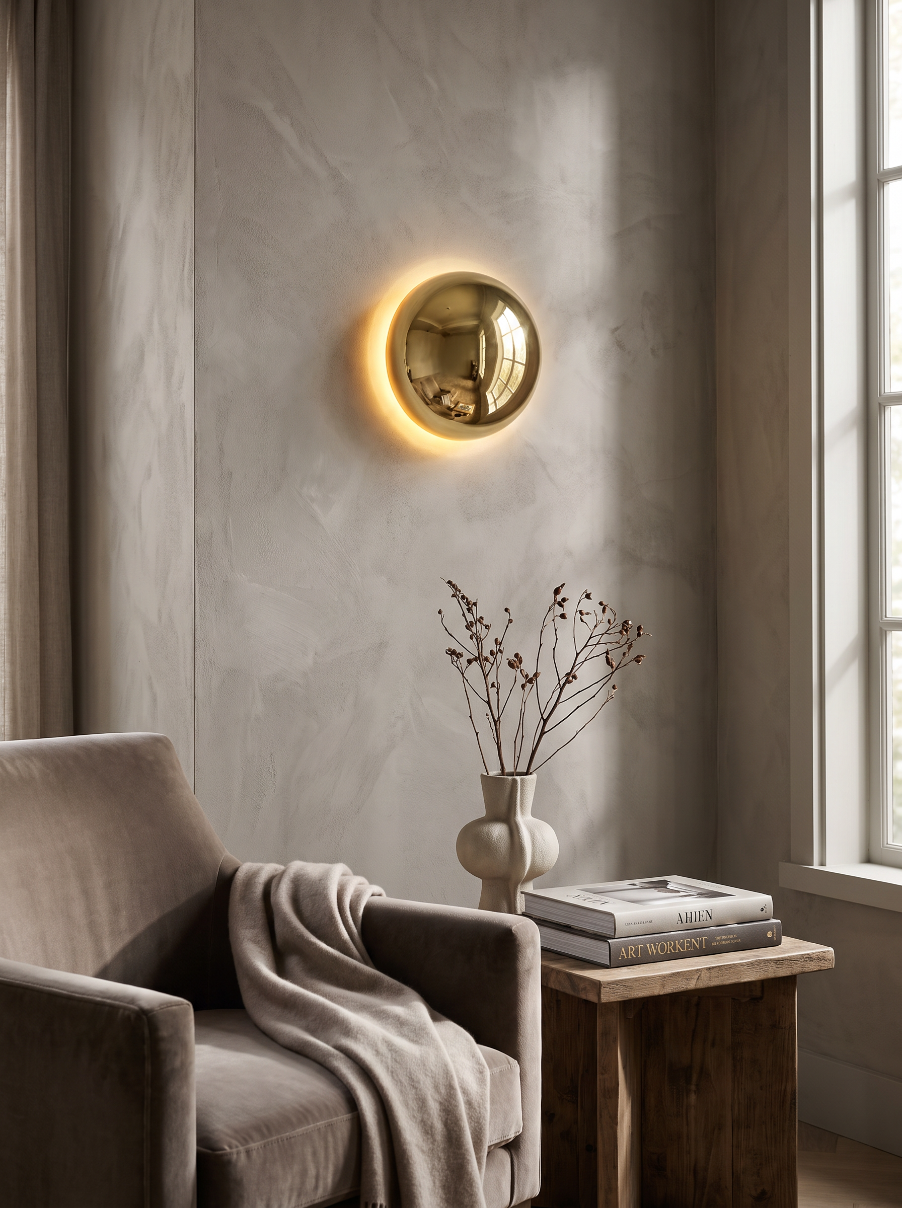 Bauhaus Eclipse Wall Lamp lifestyle image, Art Piece Off Lamp On