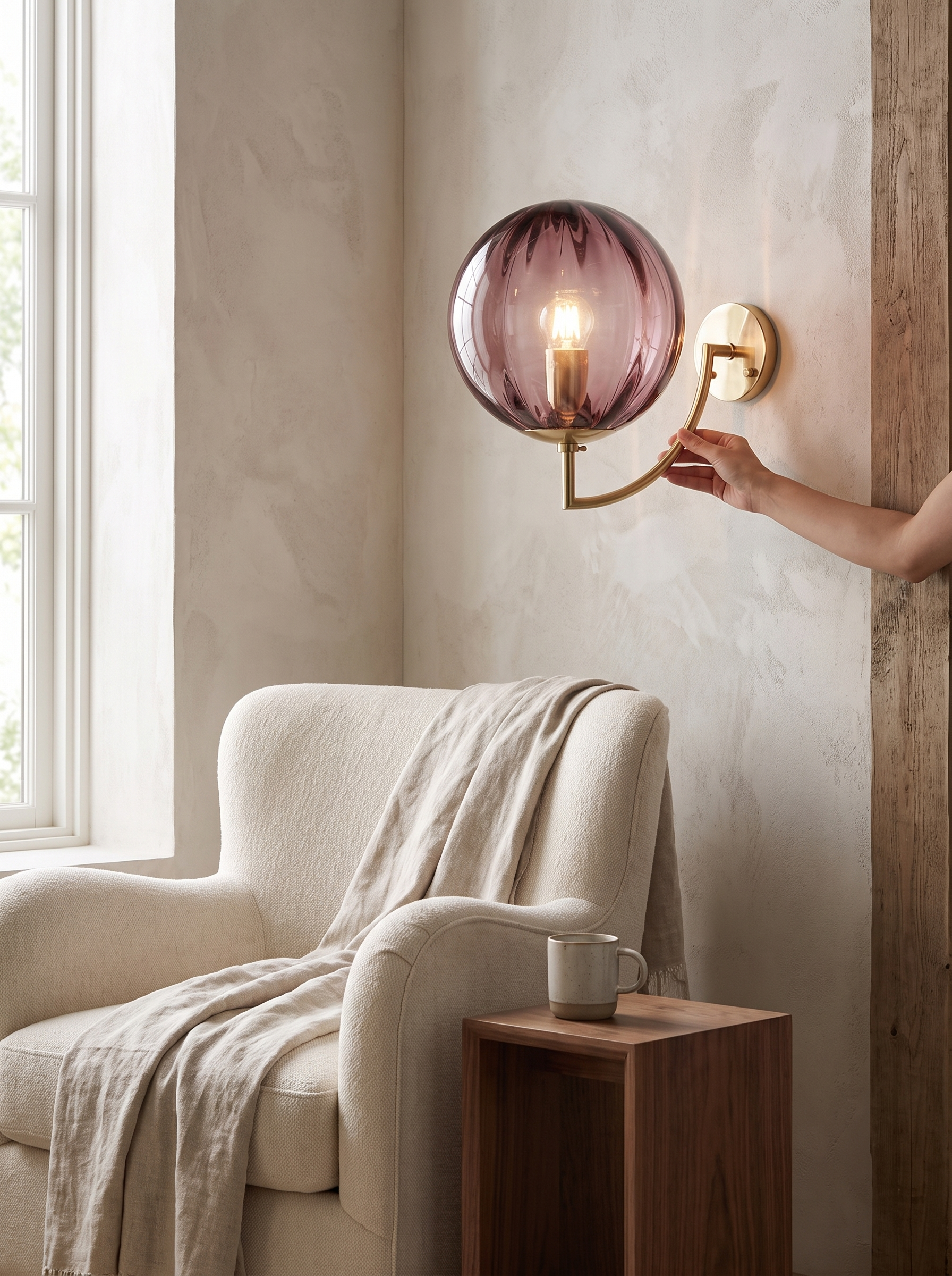 Modern Glass Ball Wall Lamp lifestyle image, Neutral By Design