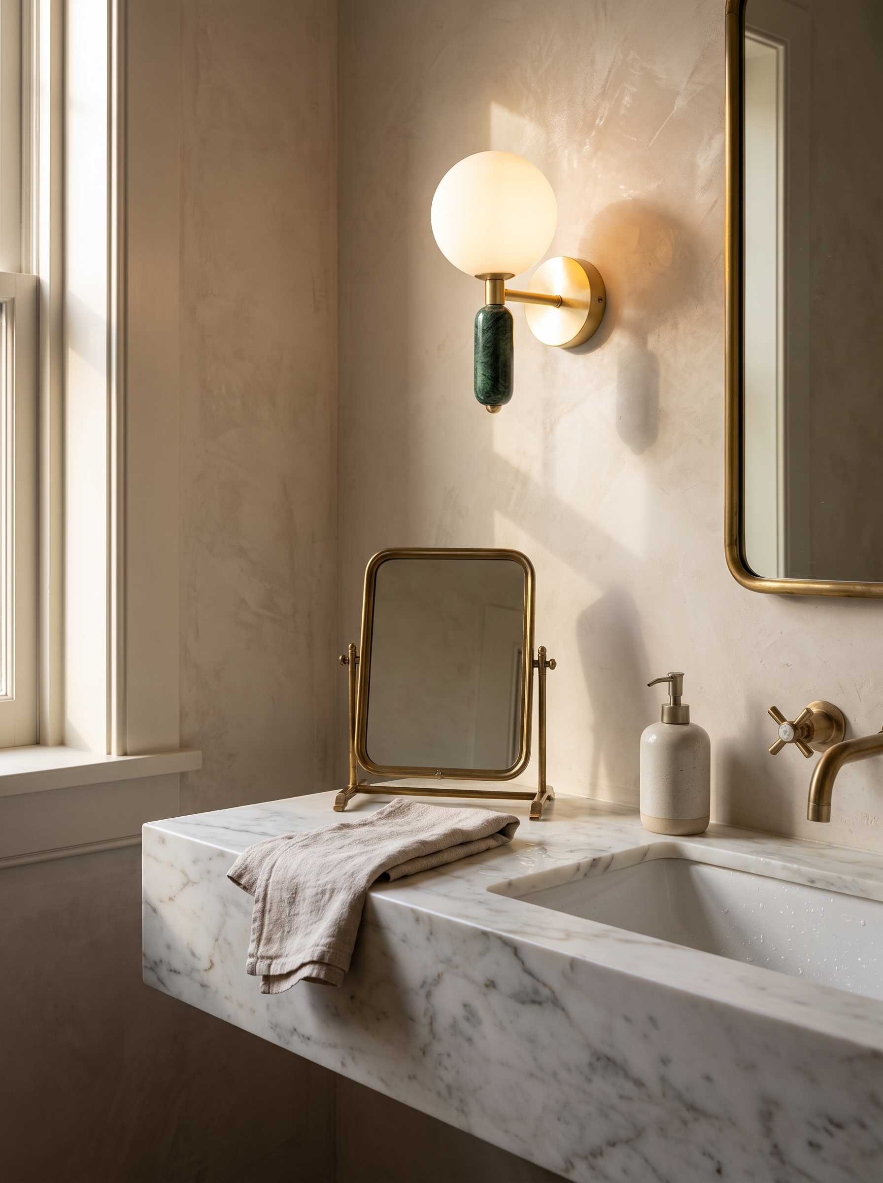 Marble and Glass Wall Lamp lifestyle image, Glass Left To Be Glass