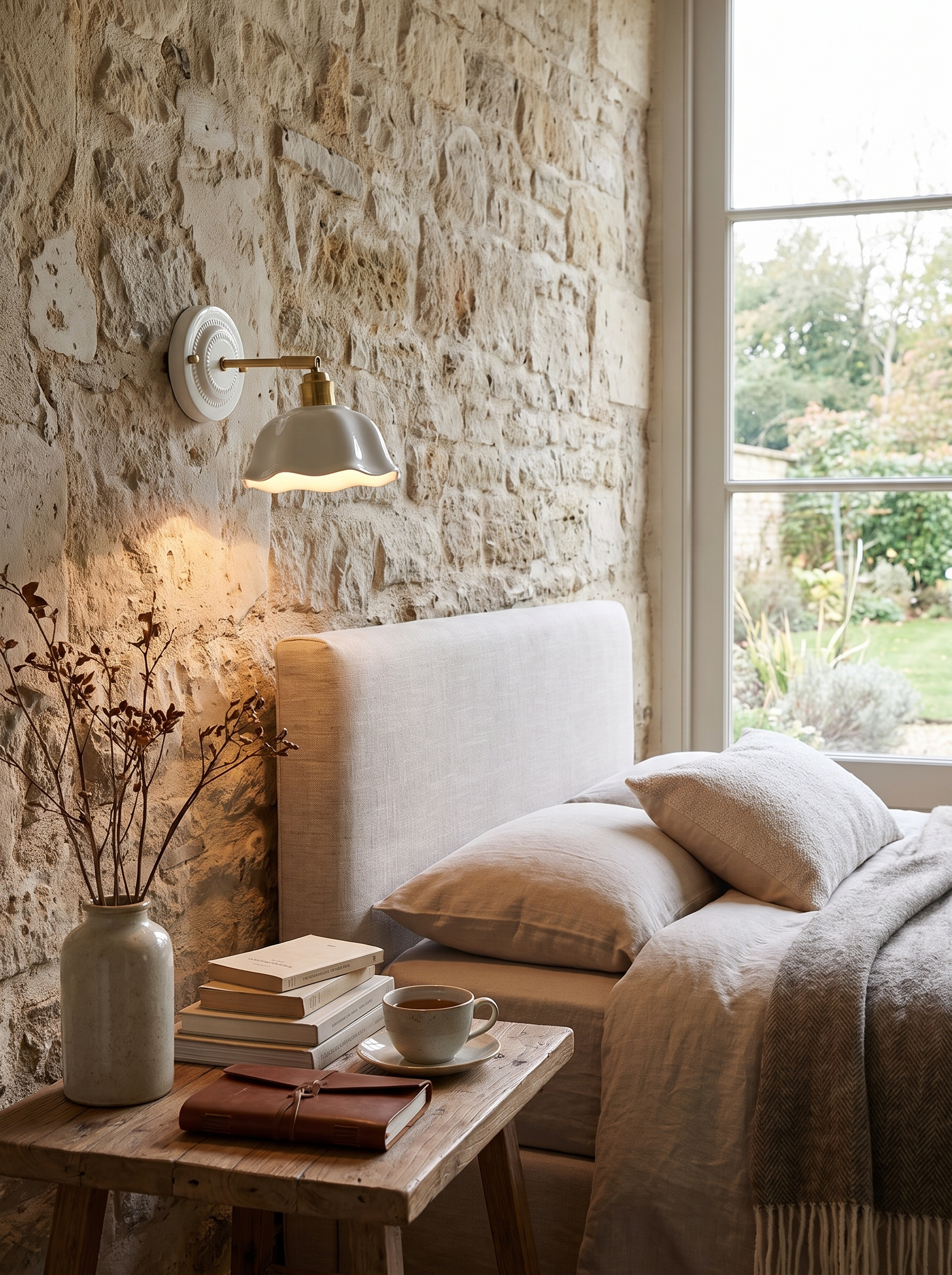 Nordic Cream Ceramic Wall Lamp lifestyle 1