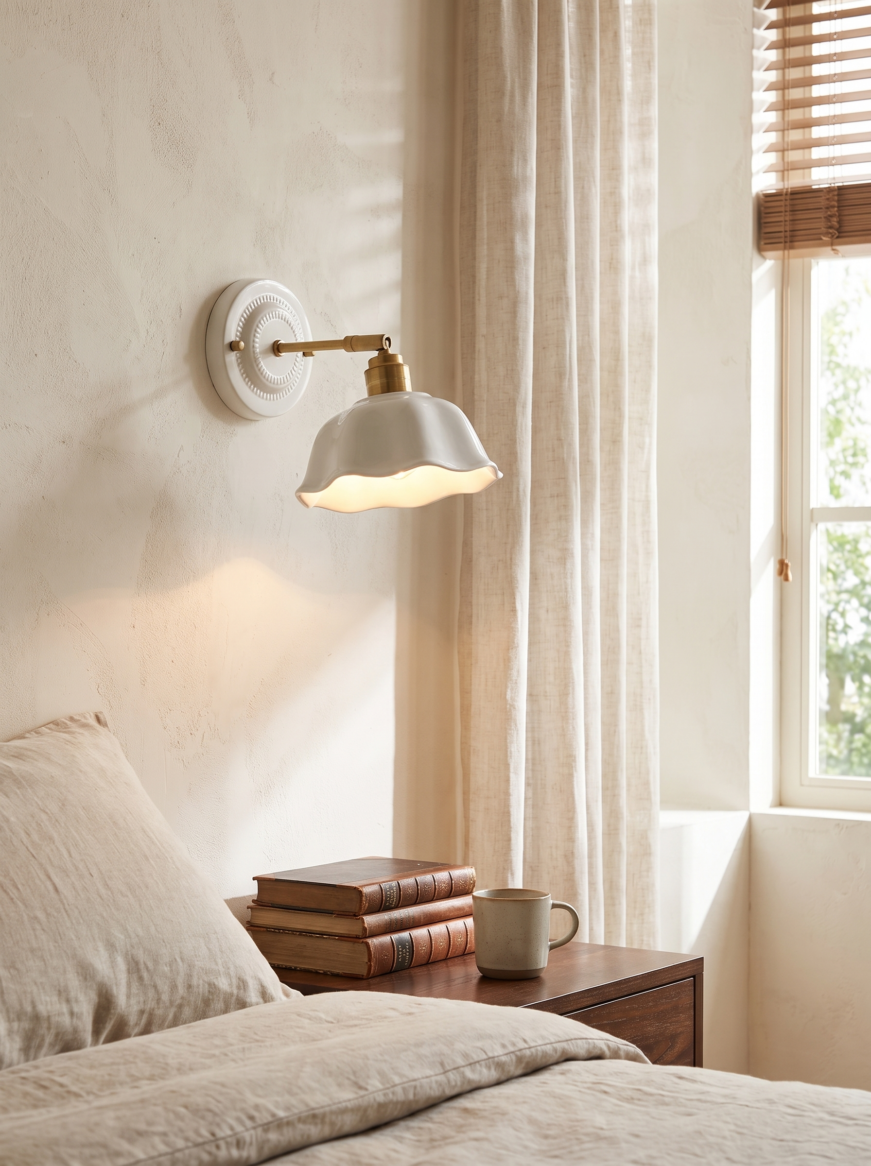 Nordic Cream Ceramic Wall Lamp lifestyle 2