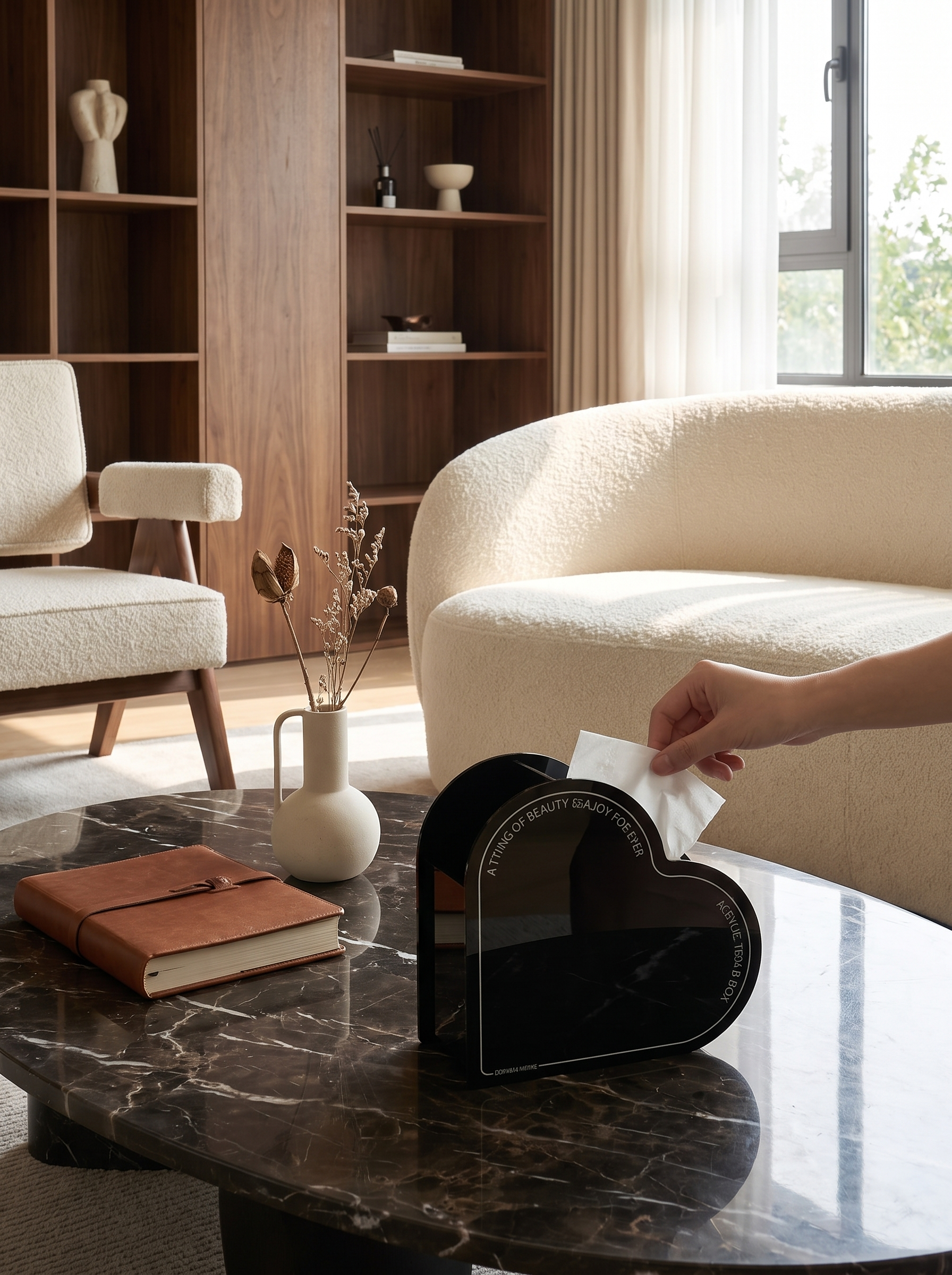ScandiArc Table Lamp in a home setting, A Single Confident Curve