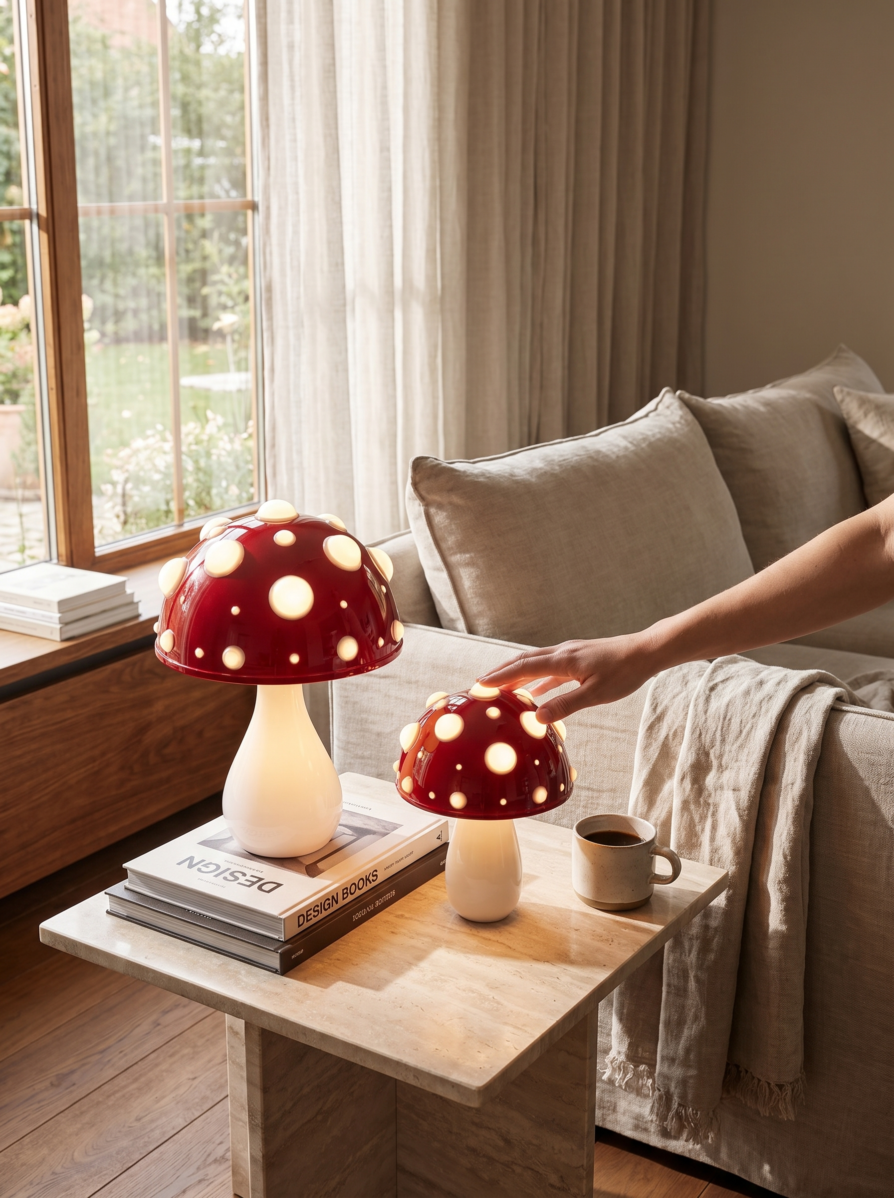 LED Mushroom Table Lamp in a home setting, Made For Everyday Use
