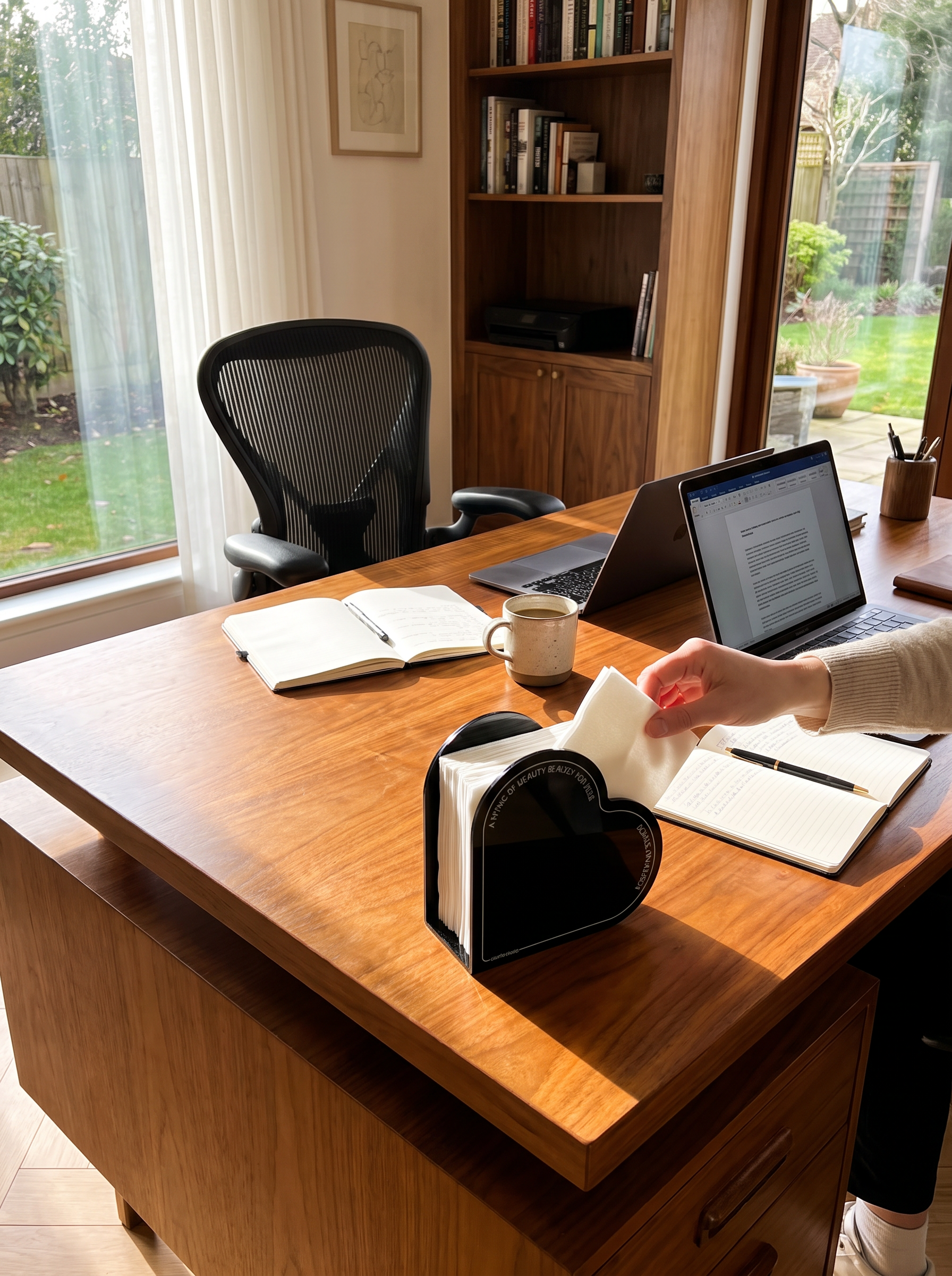 ScandiArc Table Lamp in a home setting, Light Across The Whole Desk