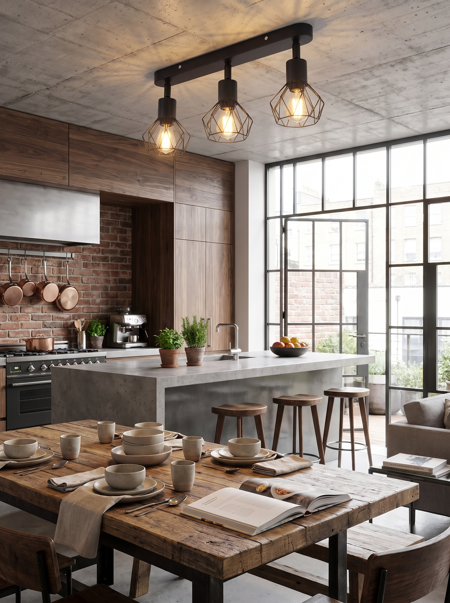 Vintage 3 Light Ceiling Spotlight in a home setting, Industrial Character, Modern Restraint