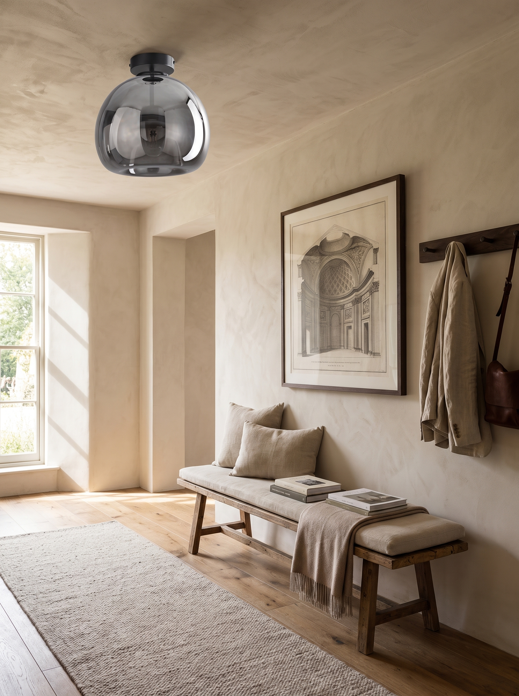 Nordic Glass Ball Ceiling Light in a home setting, Glass That Softens Everything