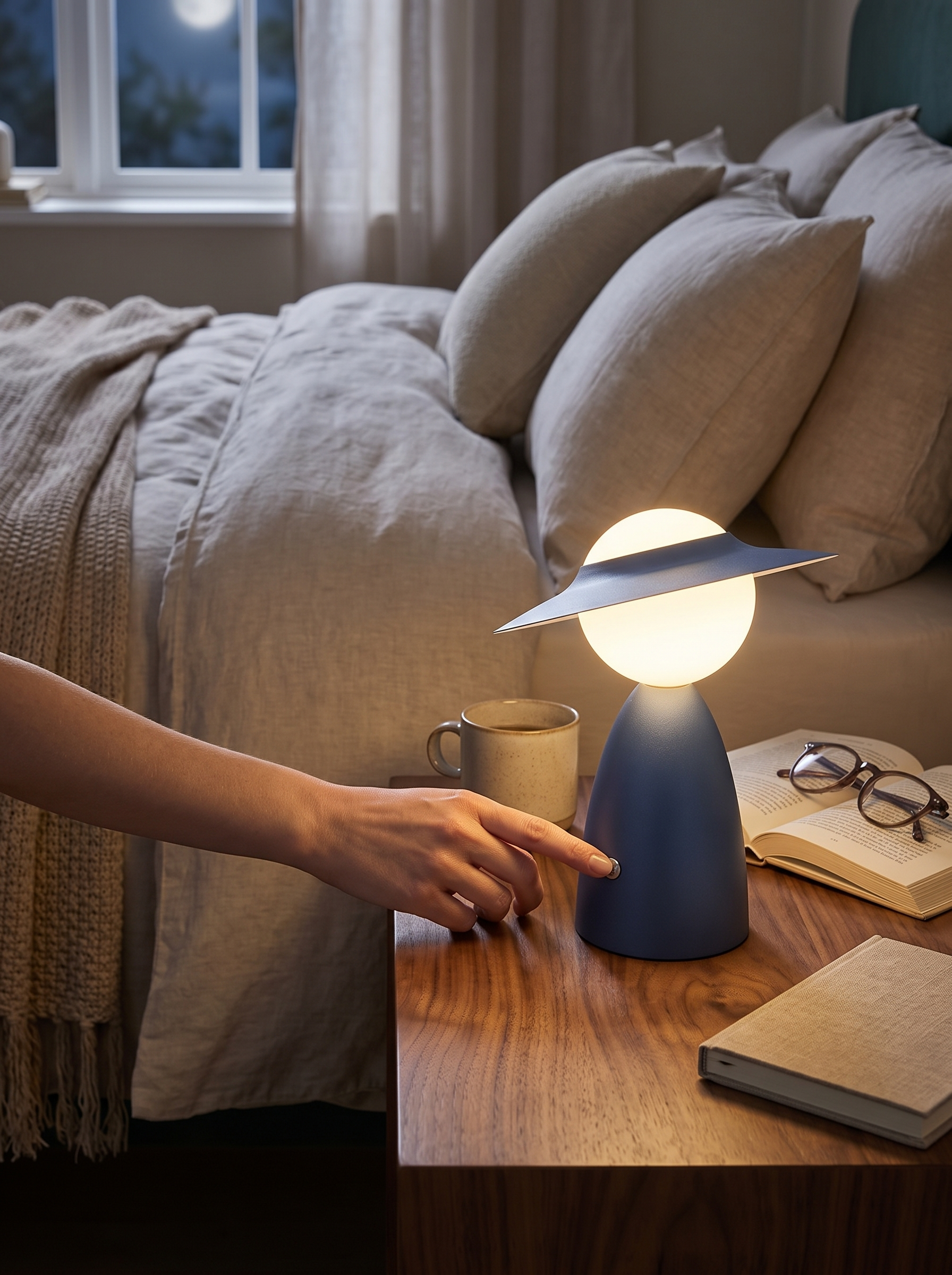 TouchBright Wireless Rechargeable Lamp in a home setting, Dim It By Touch