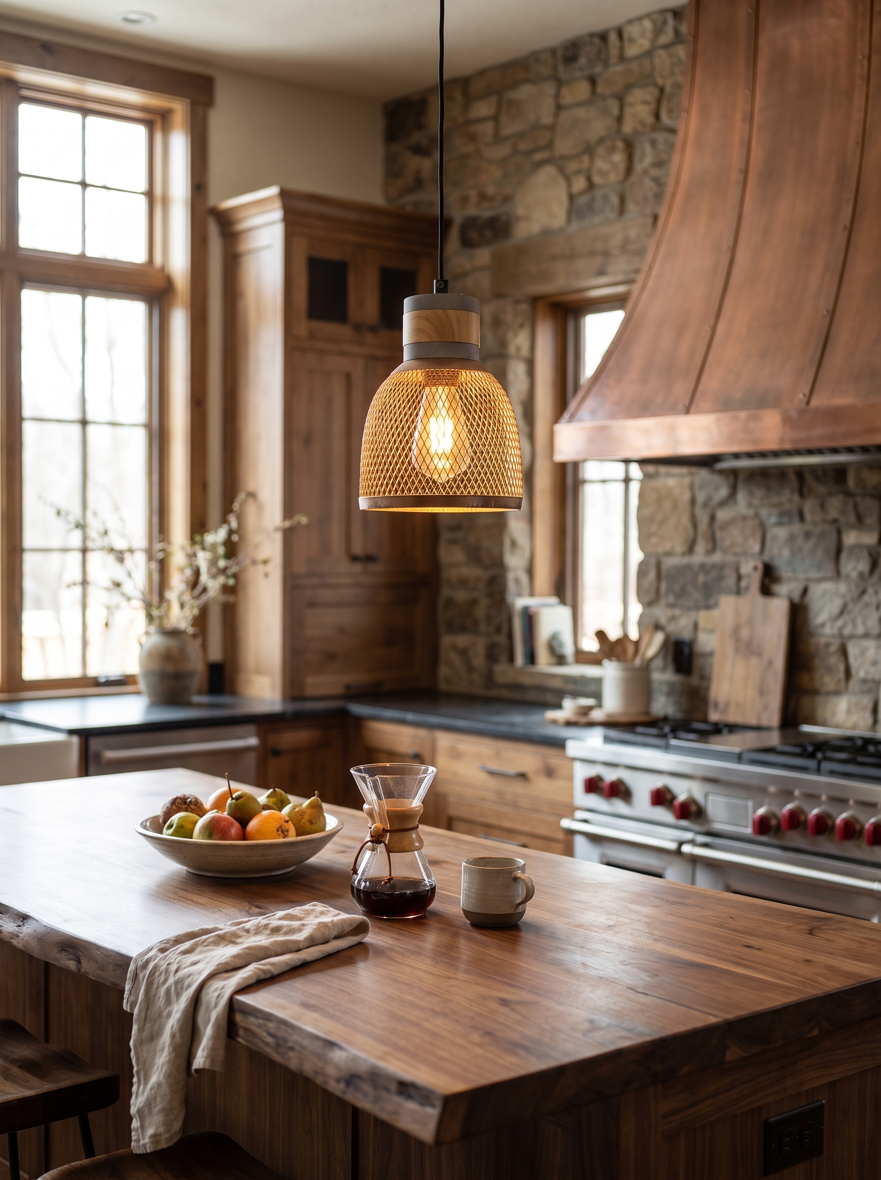 Urban Concrete Pendant Light in a home setting, A Beam Over The Counter
