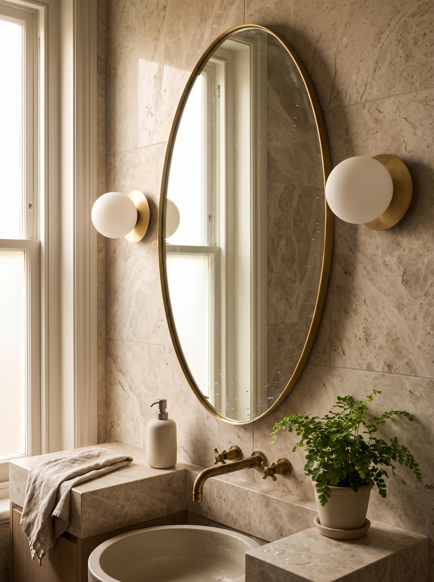 Nordic Globe Glass Wall Lamp in a home setting, At Home In A Bathroom
