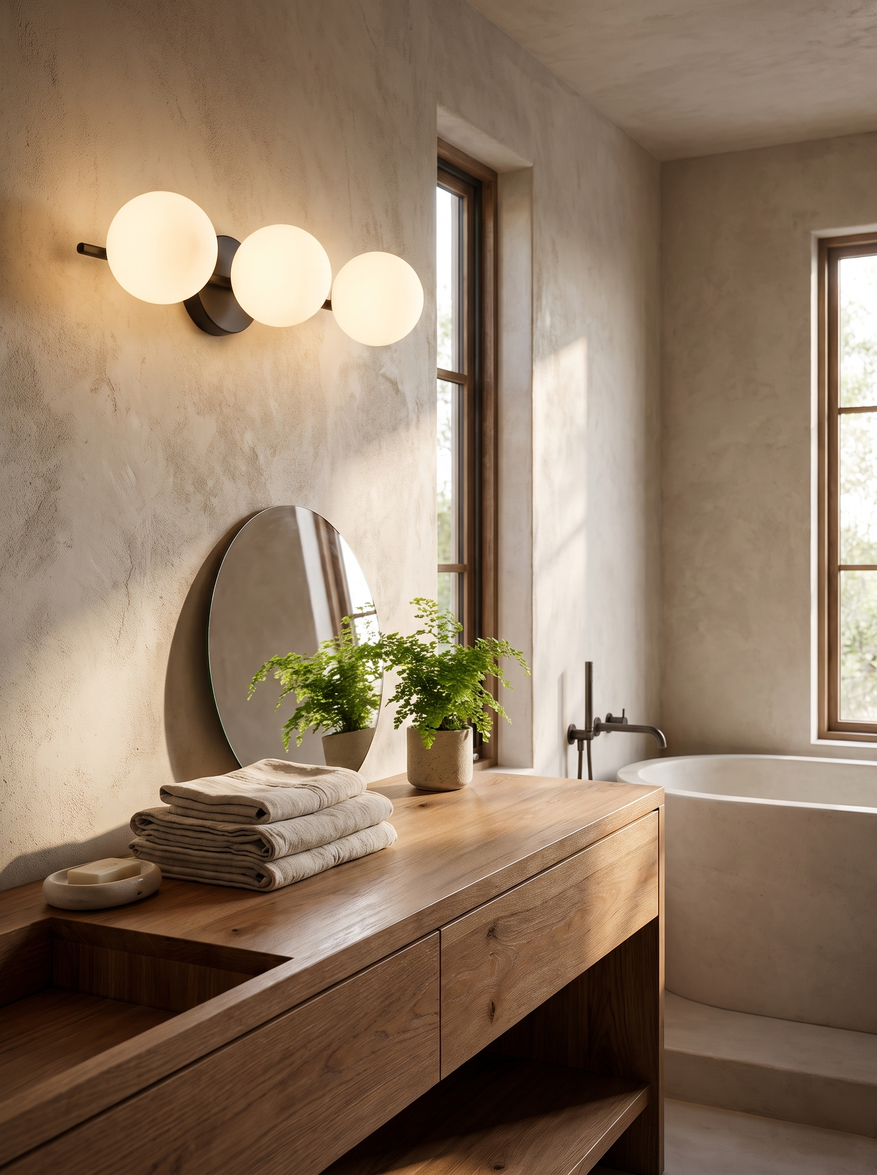 Modern Nordic Glass Ball Wall Light in a home setting, Three Points Of Light