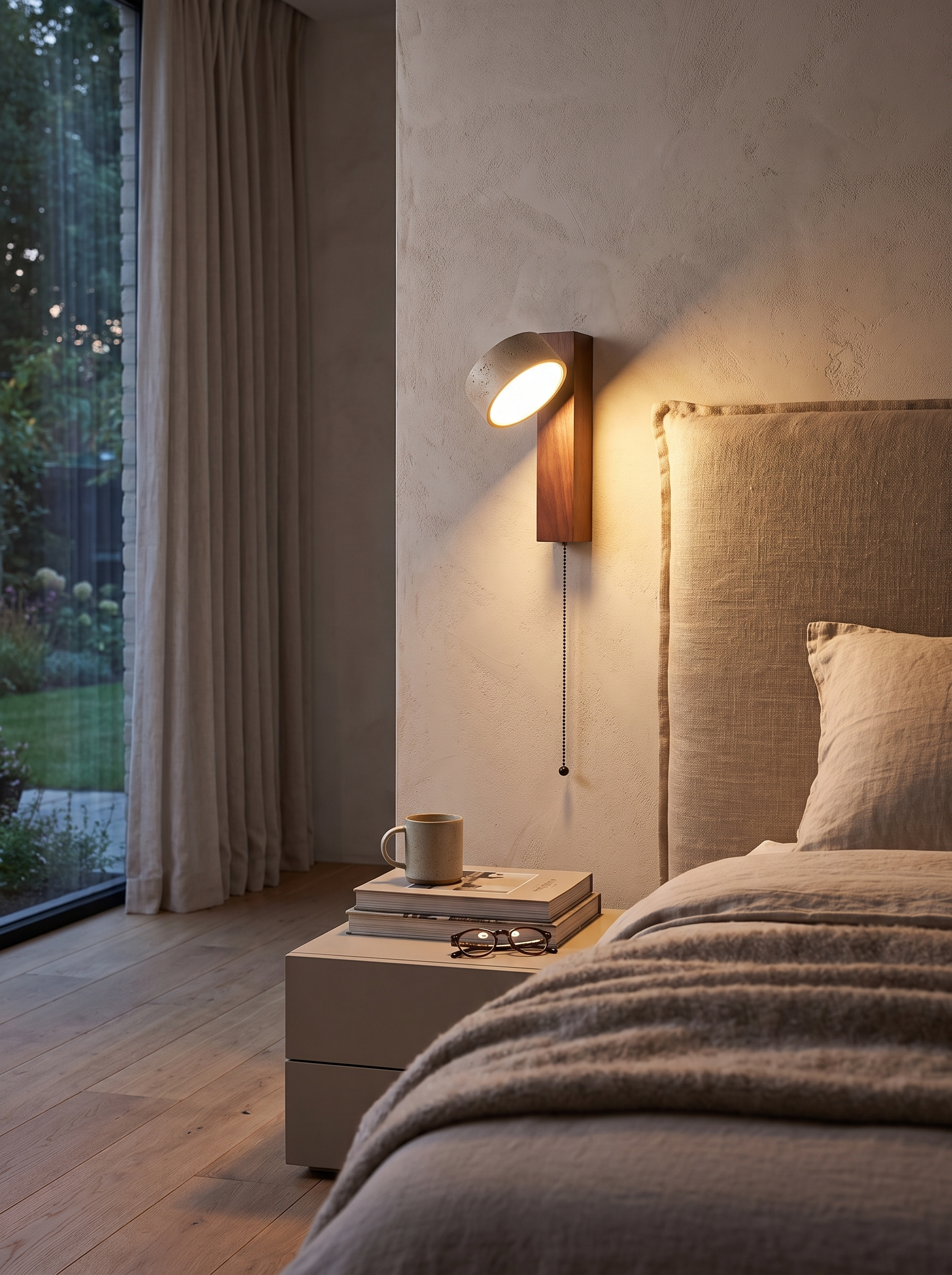 Eclat Wall Lamp in a home setting, Made For A Headboard