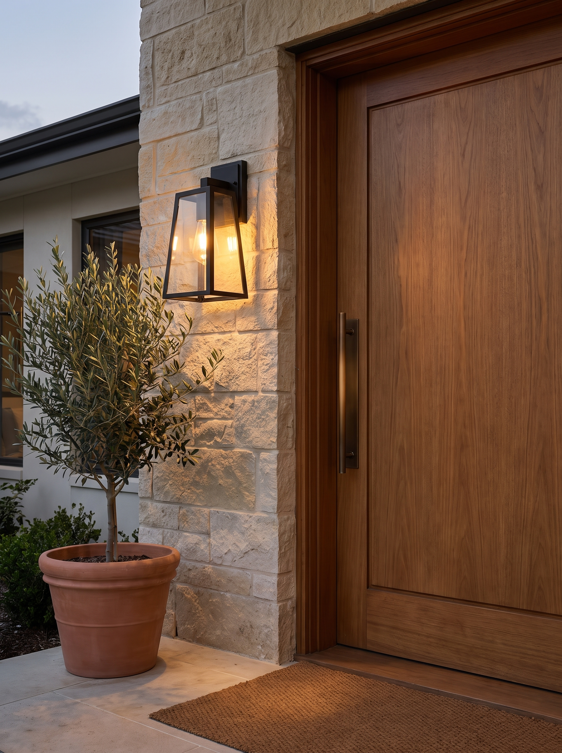 Verona Outdoor Wall Lamp in a home setting, A Lantern, Simplified