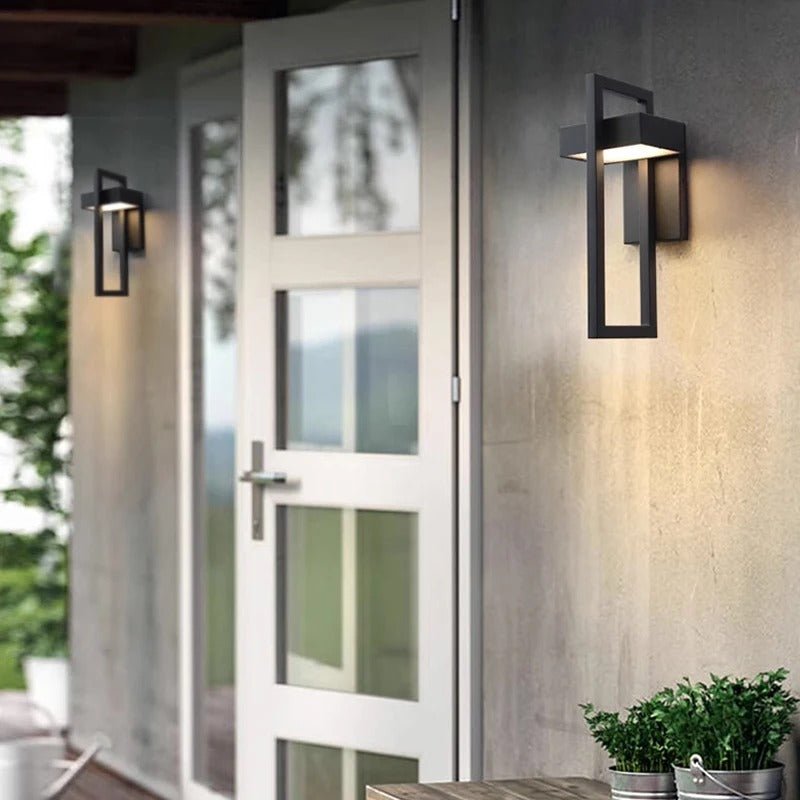 Modern Outdoor Wall Light, Scandinavian Brushed Metal LED Sconce, Up and Down Exterior Lamp for Garden, Porch, Patio and Driveway