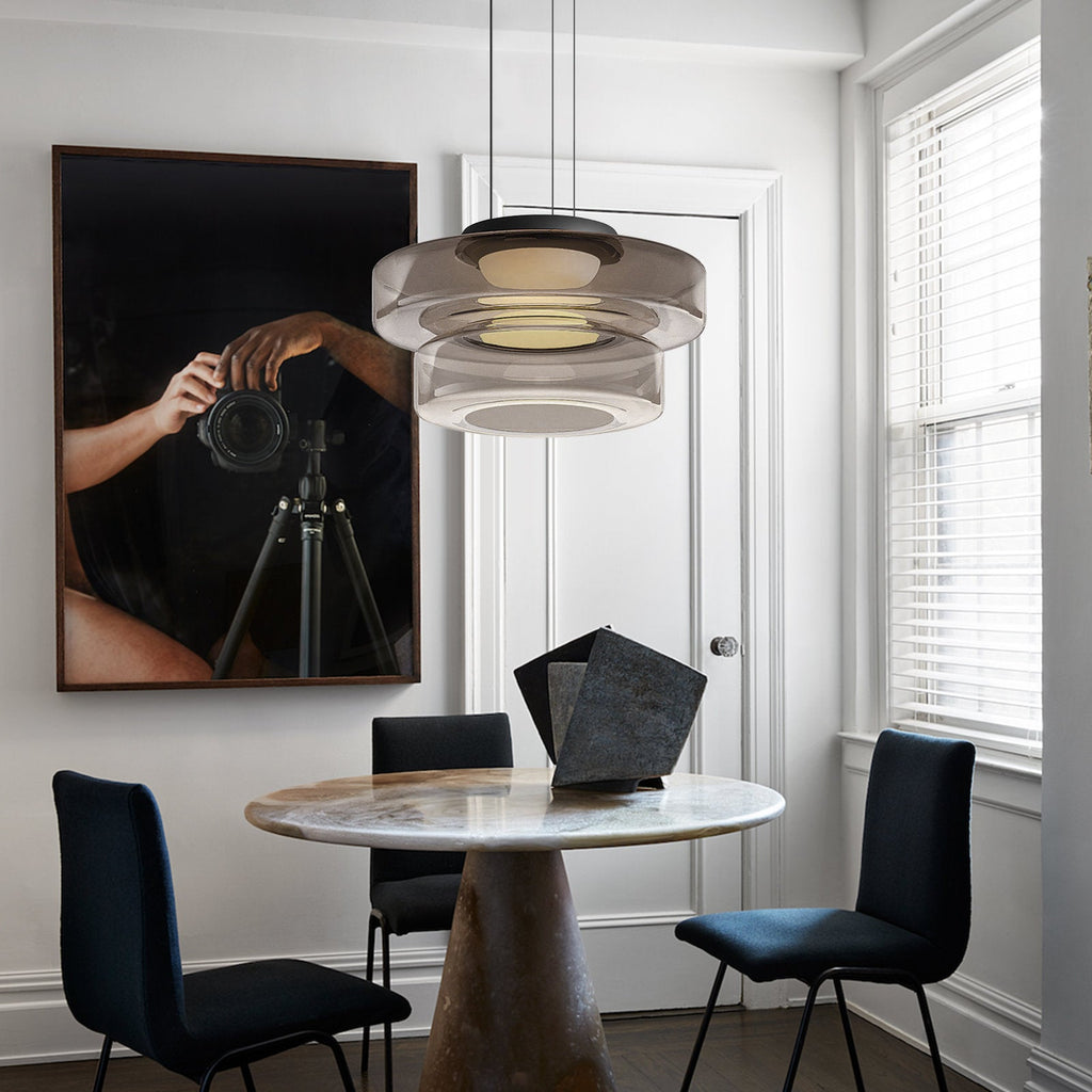 Glass Pendant Lamp, Contemporary Bauhaus Style Glass Ceiling Light, Hanging Lamp for Dining Room, Living Room and Bedroom