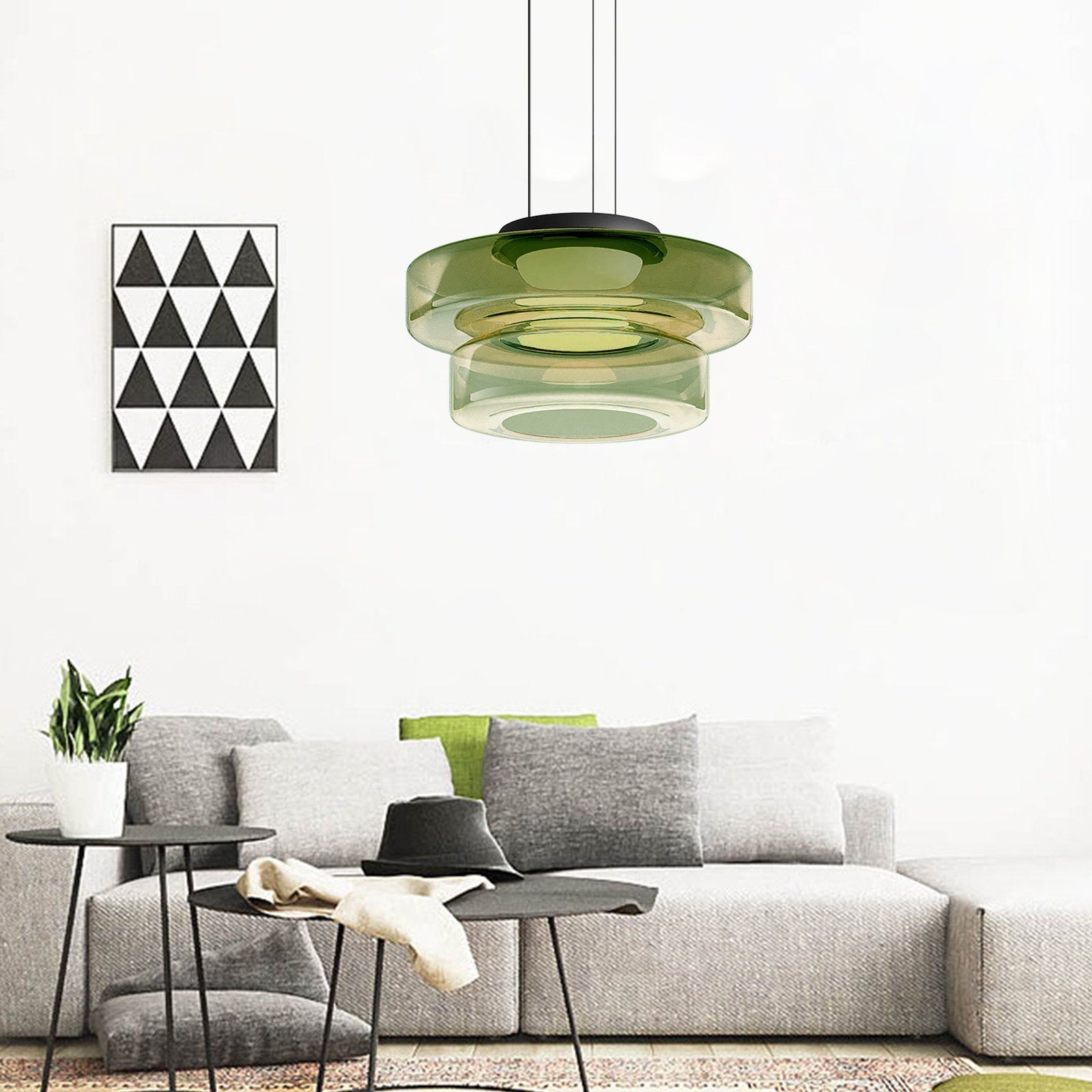 Glass Pendant Lamp, Contemporary Bauhaus Style Glass Ceiling Light, Hanging Lamp for Dining Room, Living Room and Bedroom