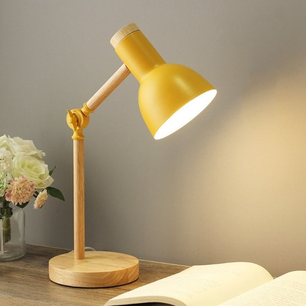 Nordic Wooden LED Desk Lamp, Scandinavian Solid Wood Table Lamp, Adjustable LED Task Light for Home Office, Study and Bedroom