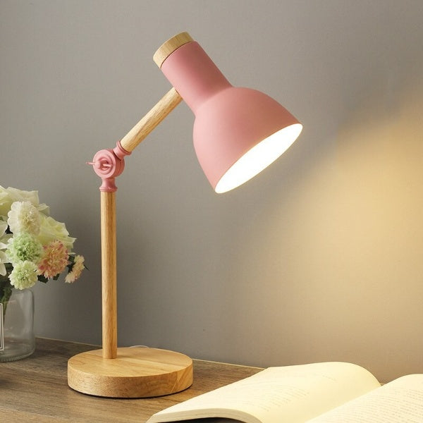 Nordic Wooden LED Desk Lamp, Scandinavian Solid Wood Table Lamp, Adjustable LED Task Light for Home Office, Study and Bedroom