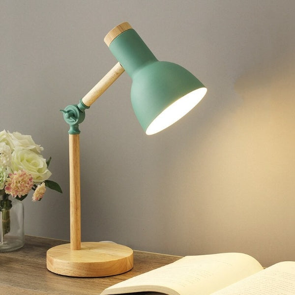 Nordic Wooden LED Desk Lamp, Scandinavian Solid Wood Table Lamp, Adjustable LED Task Light for Home Office, Study and Bedroom